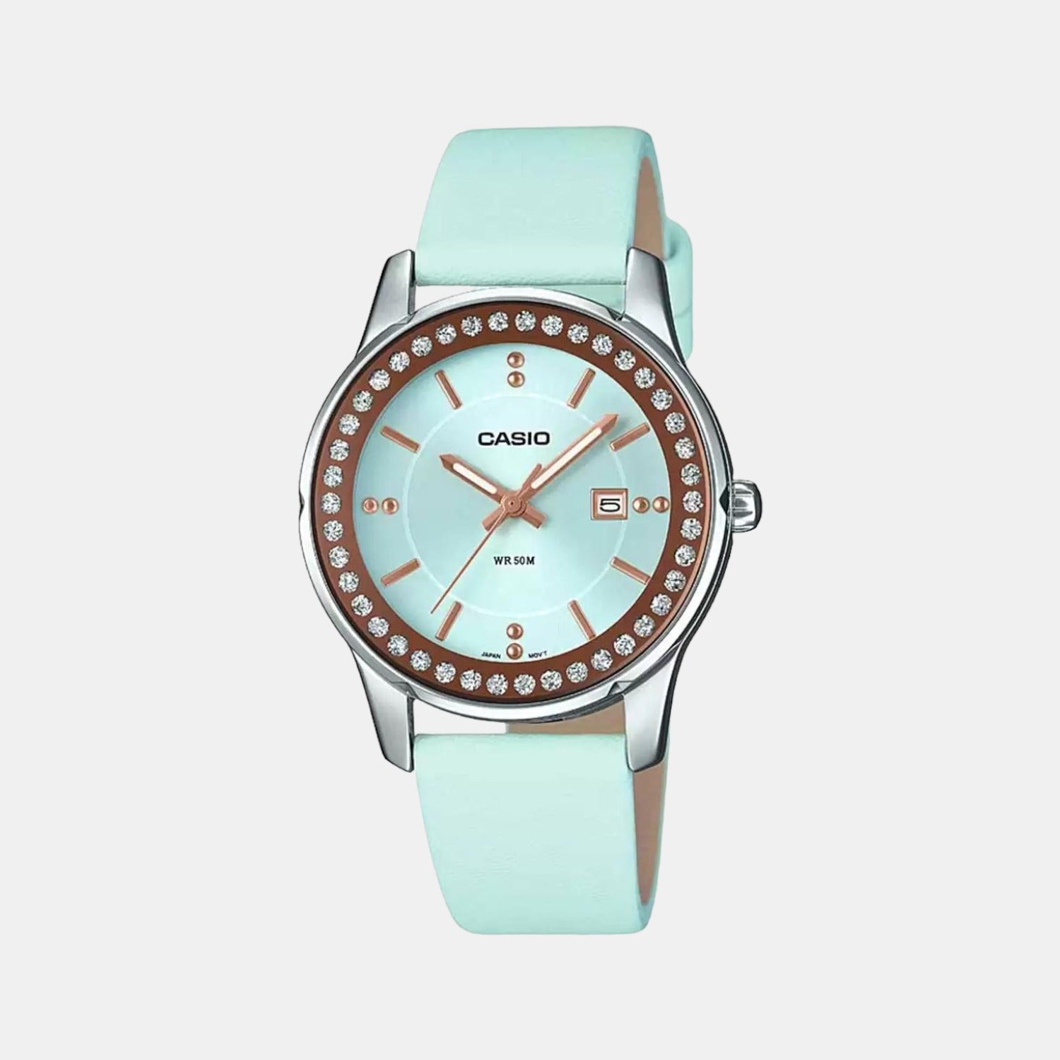 Casio Enticer Women Quartz Blue Dial Analog Leather Watch A1583