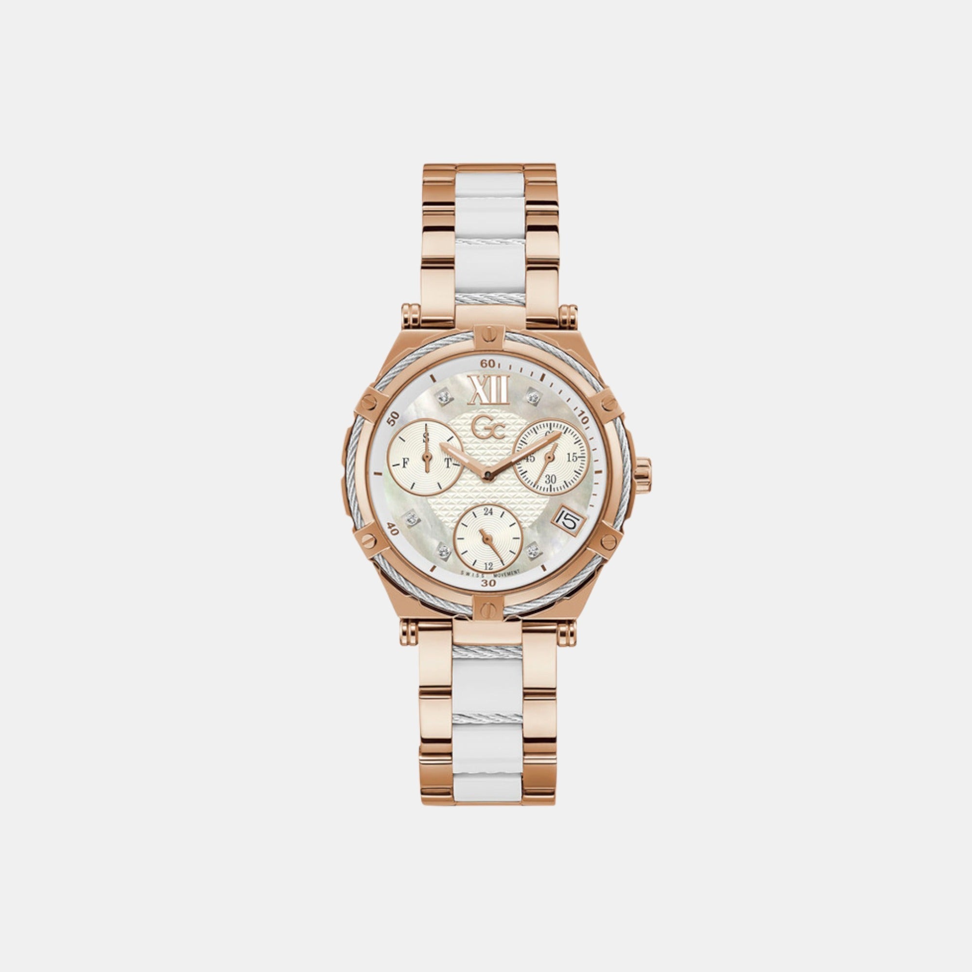 GC CableSport Women Quartz Two Tone Dial Chronograph Stainless Steel Watch Y87002L1MF