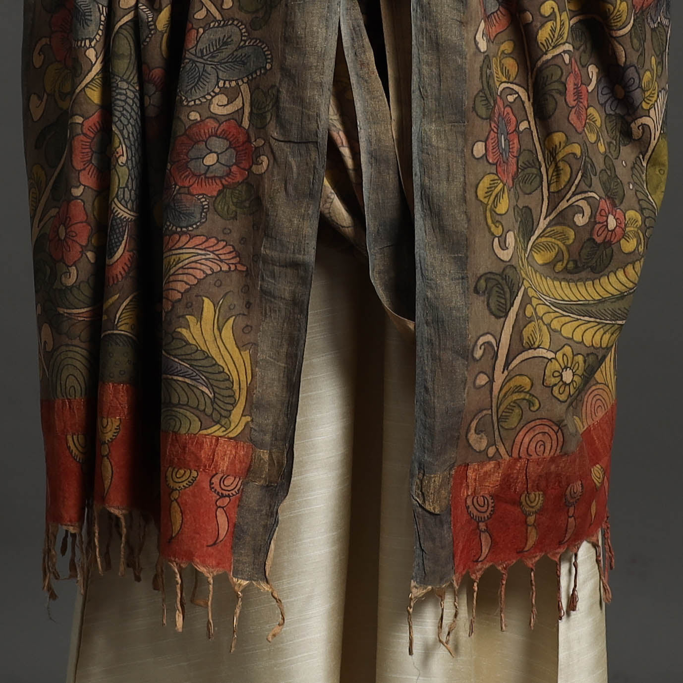 SOUTH KARGHA Brown - Mangalagiri Cotton Handpainted Pen Work Kalamkari Dupatta 29 - view 4