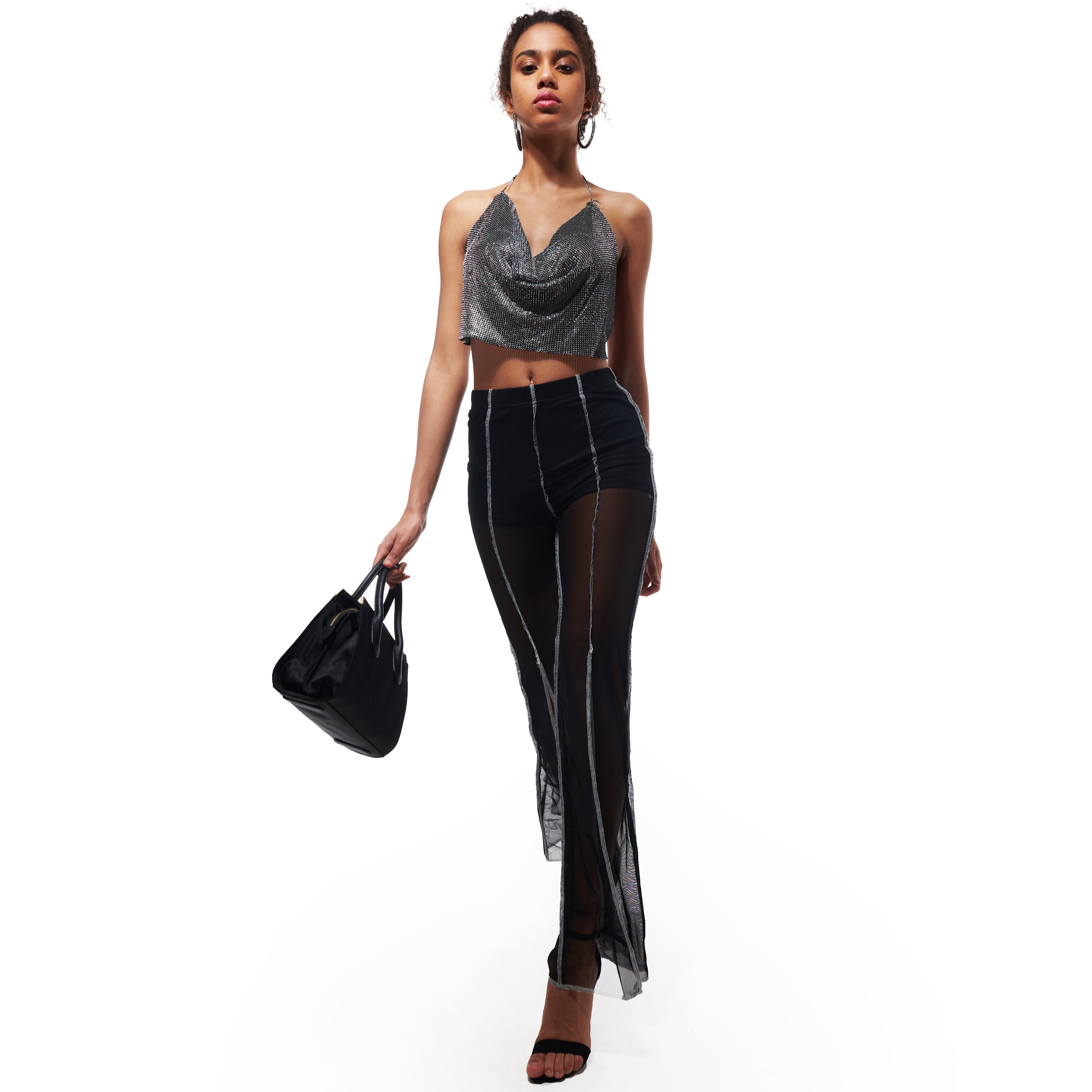 Glam Stardust Rhinestone Black Top - view 2