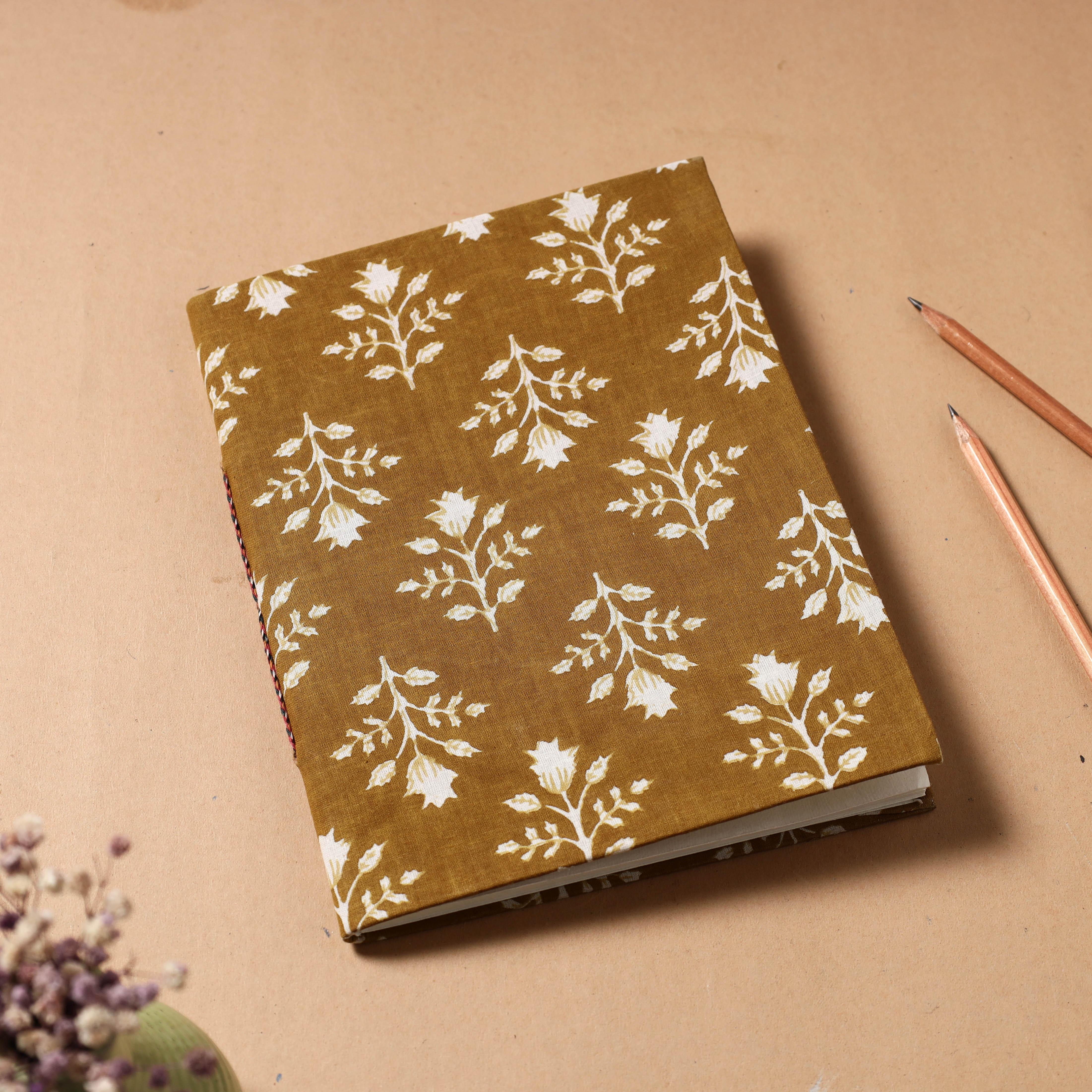BINDAAS UNLIMITED Brown - Sanganeri Fabric Cover Handmade Paper Notebook (9 x 7 in)