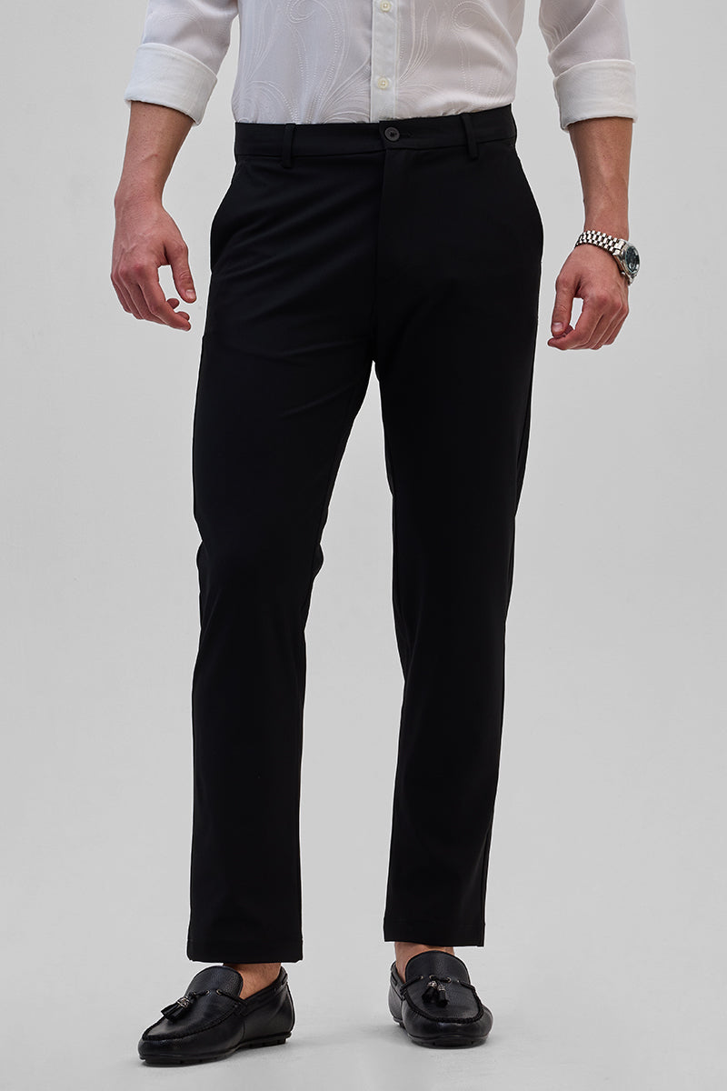 SNITCH Black Slim Fit Trousers