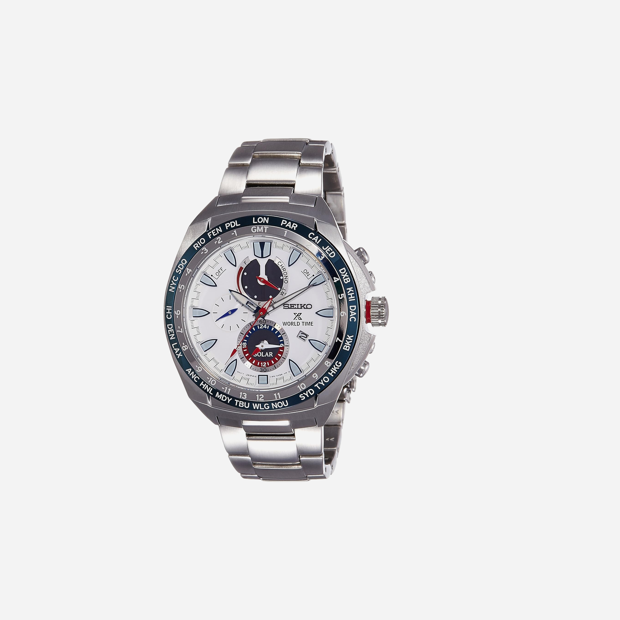 Seiko Prospex White Chronograph Stainless Steel Watch Men's