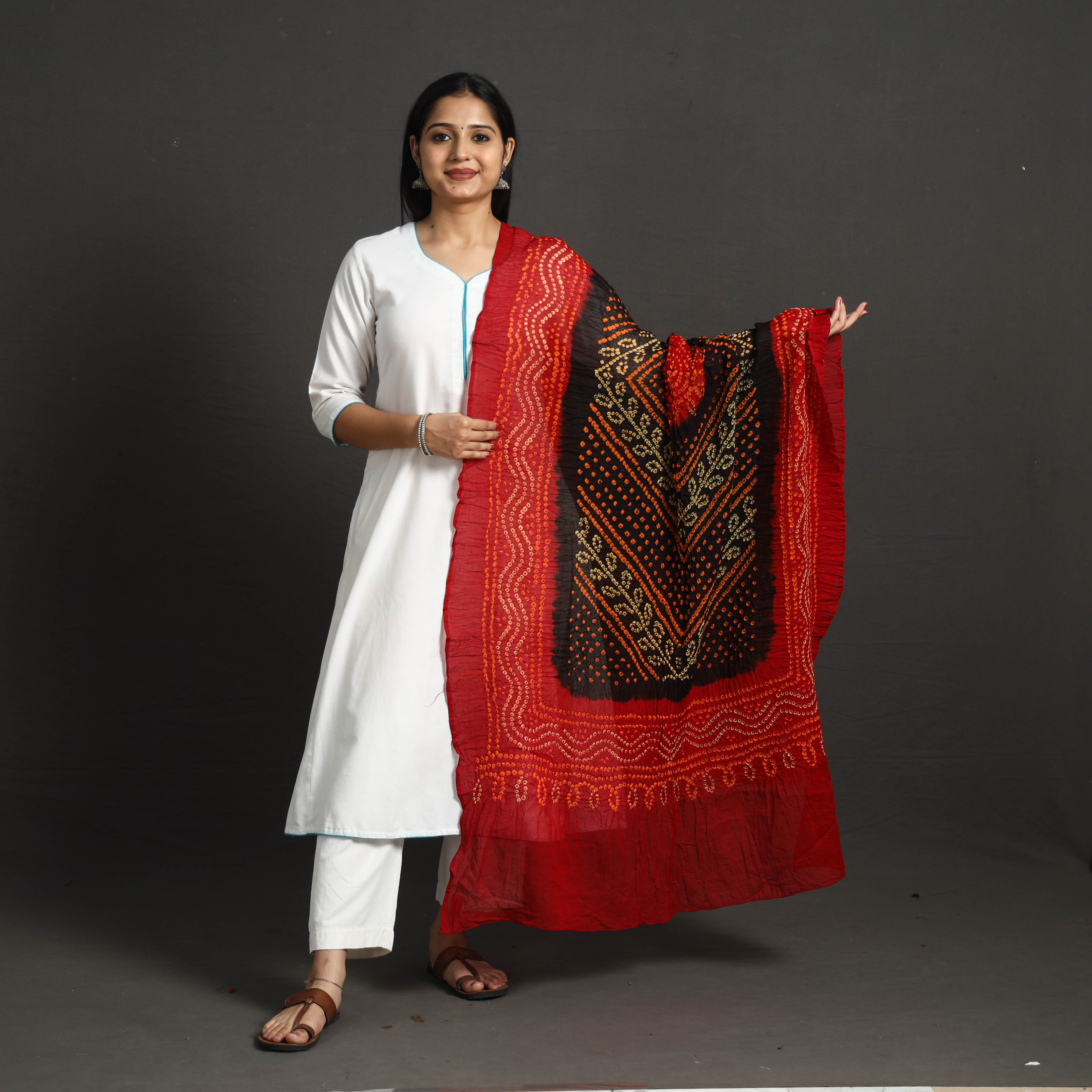 KACHCHH JI CHHAAP Kutch Tie-Dye Cotton Bandhani Dupatta 72