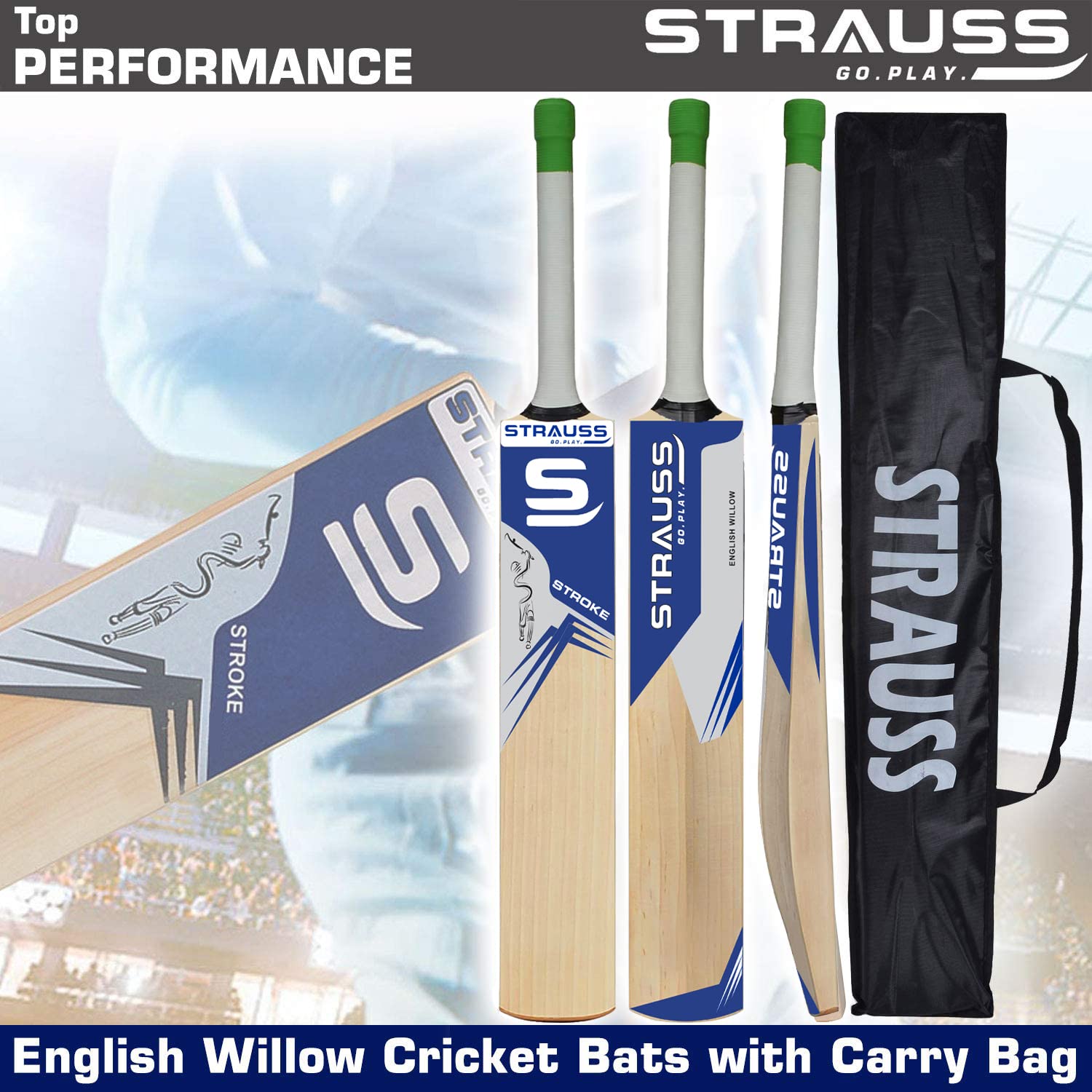 Strauss Cricket Bat English Willow | Premium Leather Ball Bat for Cricket | Ideal for Professional Players, Beginners, and Practice Sessions| Ergonomi - view 5