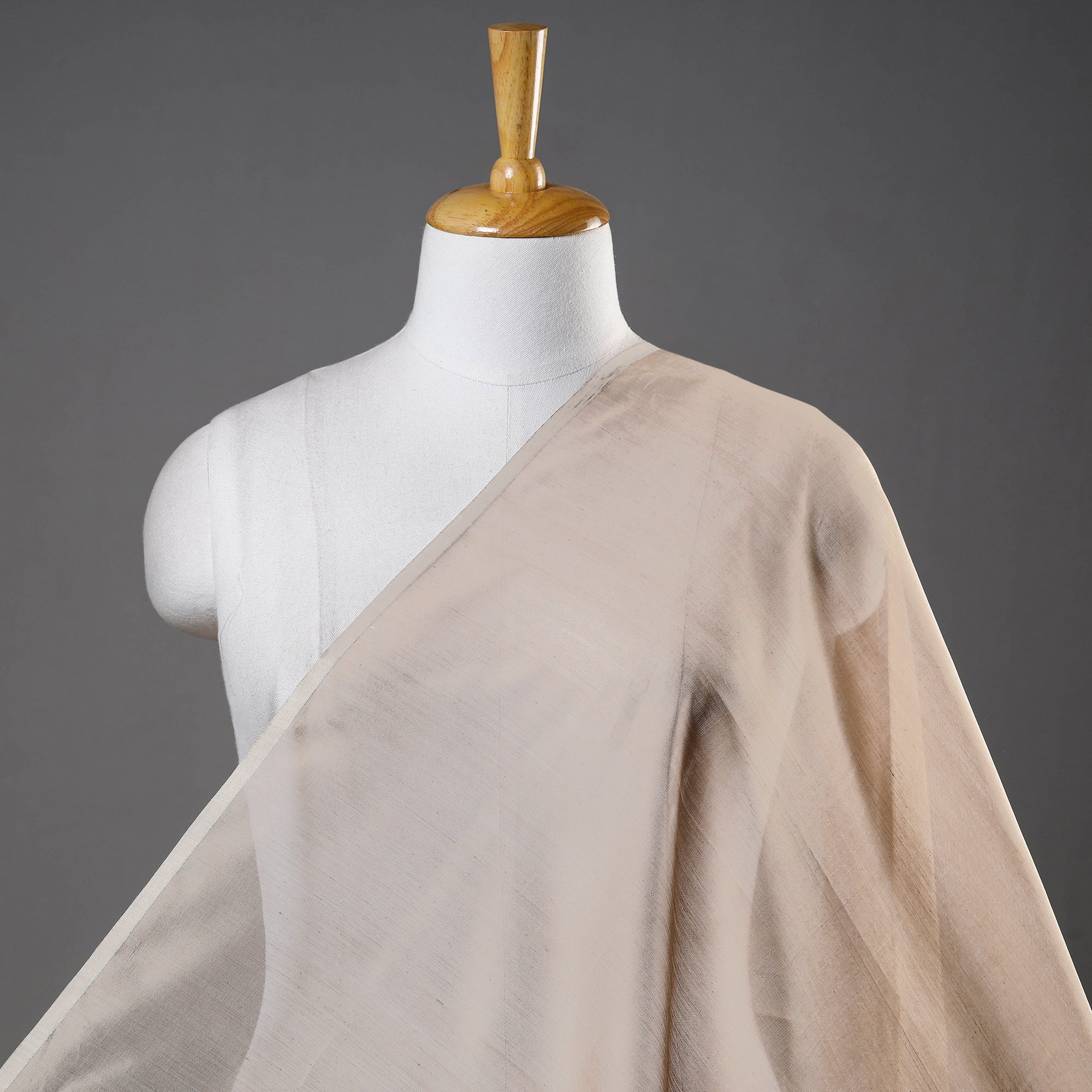 ITOKRI CRAFTS INITIATIVE Beige - Maheshwari Silk Cotton Handloom Fabric