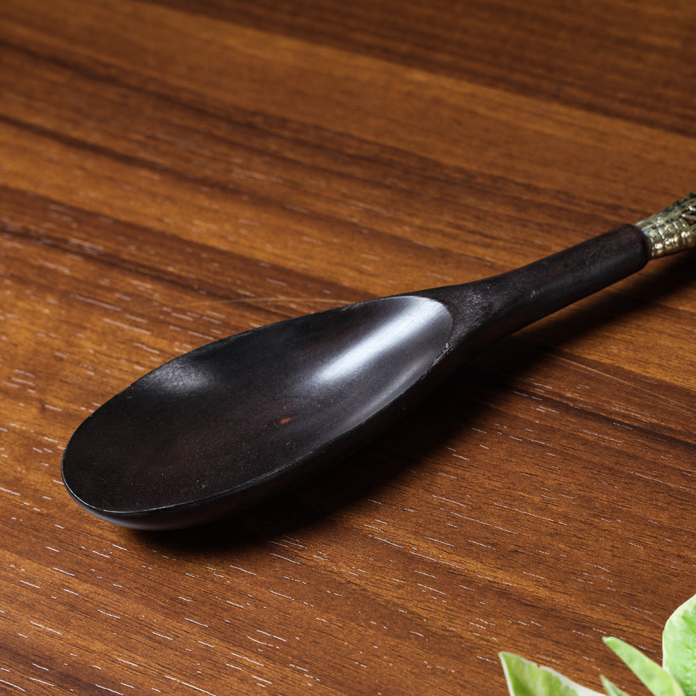 ASHOKA ASSEMBLE - CELEBRATING CRAFTS OF ODISHA Black - Handcarved Tribal Bastar Wooden - Spoon - view 2