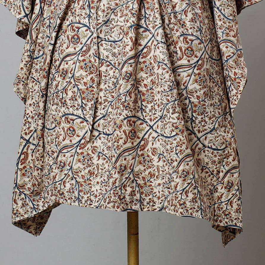 ITOKRI CASUALS Beige - Block Print Cotton Kalamkari Kaftan with Tie-Up Waist (Medium) - view 2
