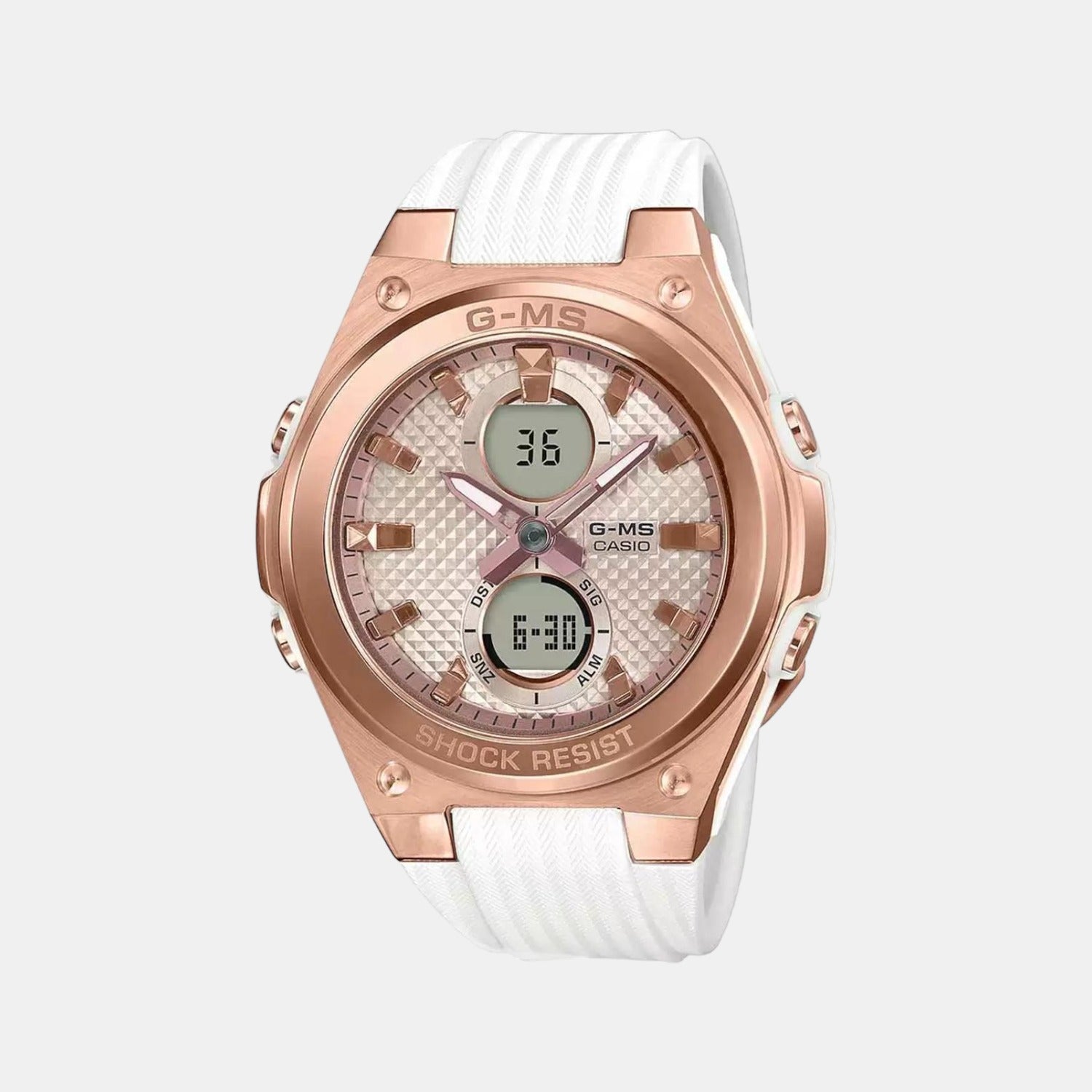 Casio Baby-G Women Quartz Rose Gold Dial Analog-Digital Resin Watch B214