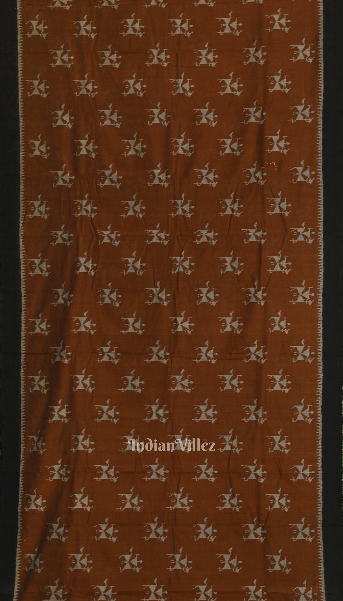 IndianVillèz Metallic Copper Tribal Theme Odisha Ikat Sambalpuri Cotton Saree - view 3