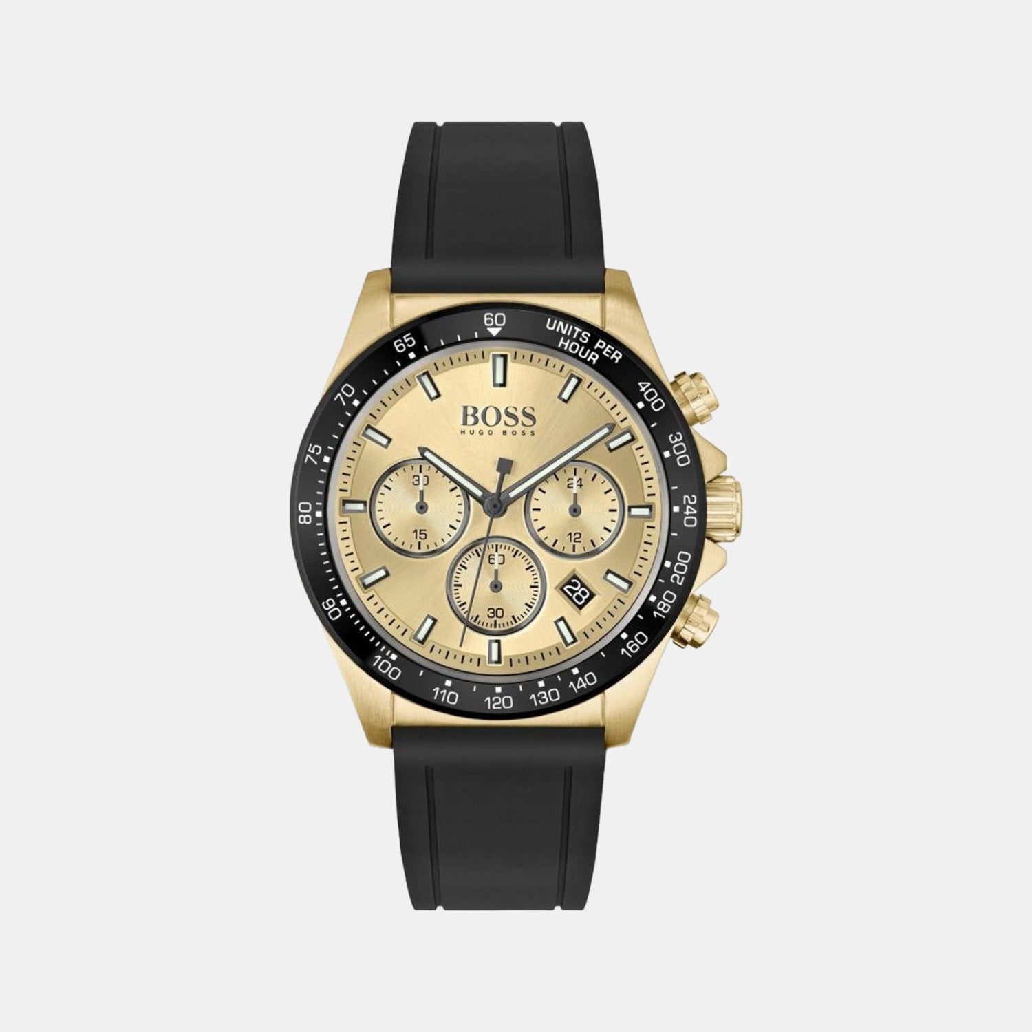 Boss Hero Men Quartz Gold Dial Chronograph Resin Watch 1513874