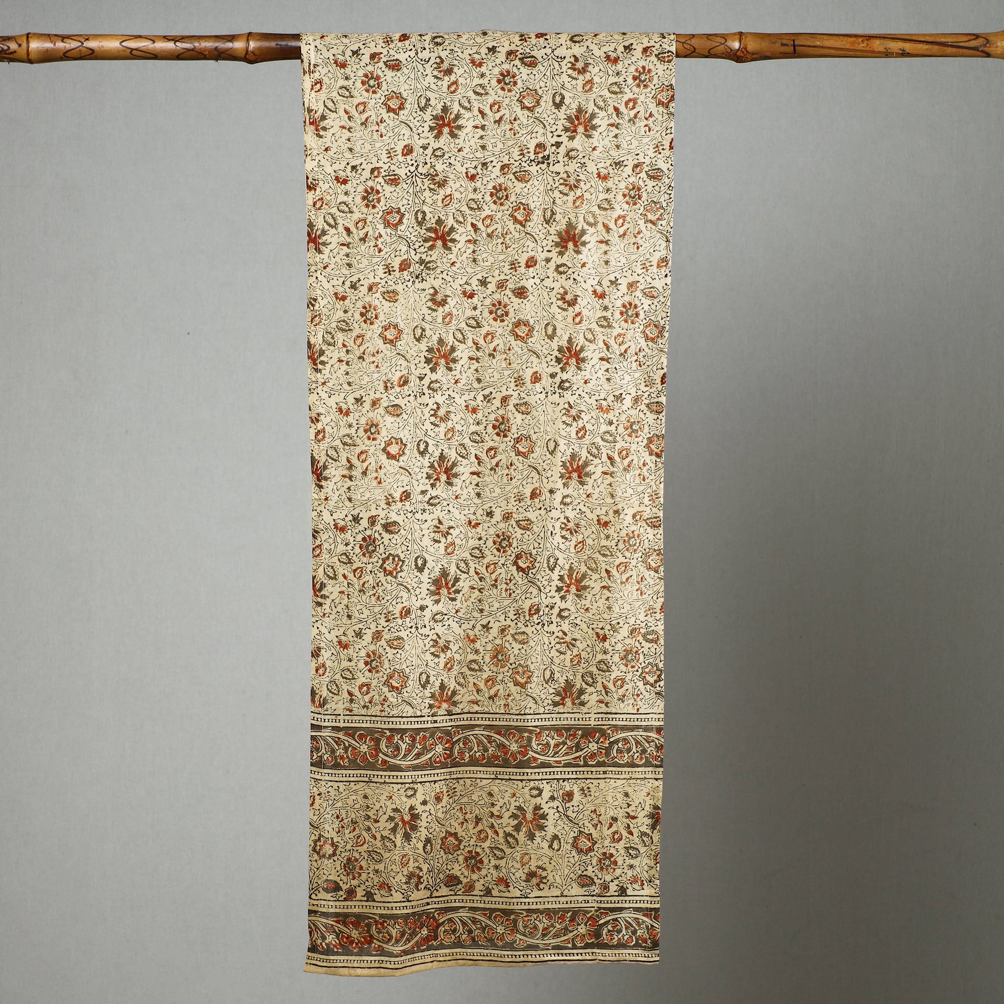 PITCHUKA SRINIVAS KALAMKARI PEDANA Beige - Pedana Kalamkari Block Printed Natural Dyed Cotton Stole 01 - view 2