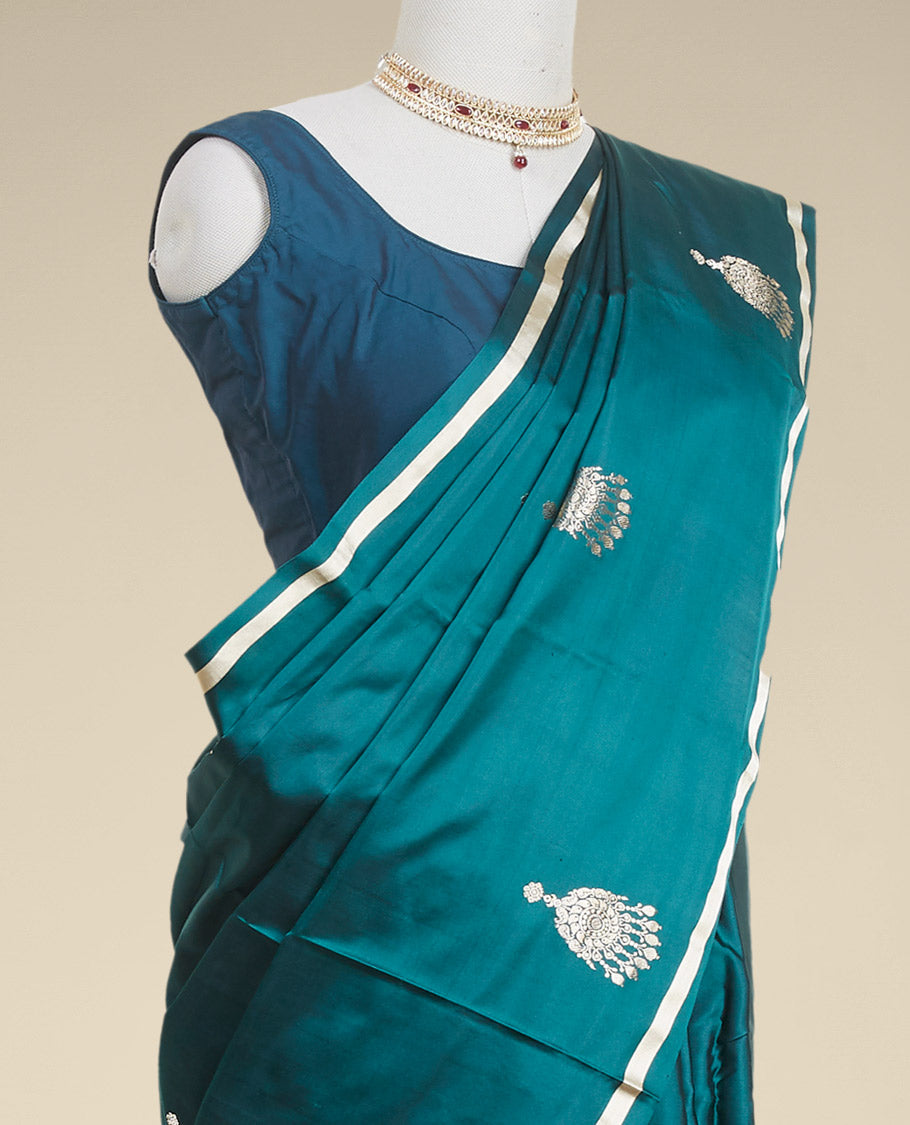 Pothys Green buttas kathan silk saree with self zari border