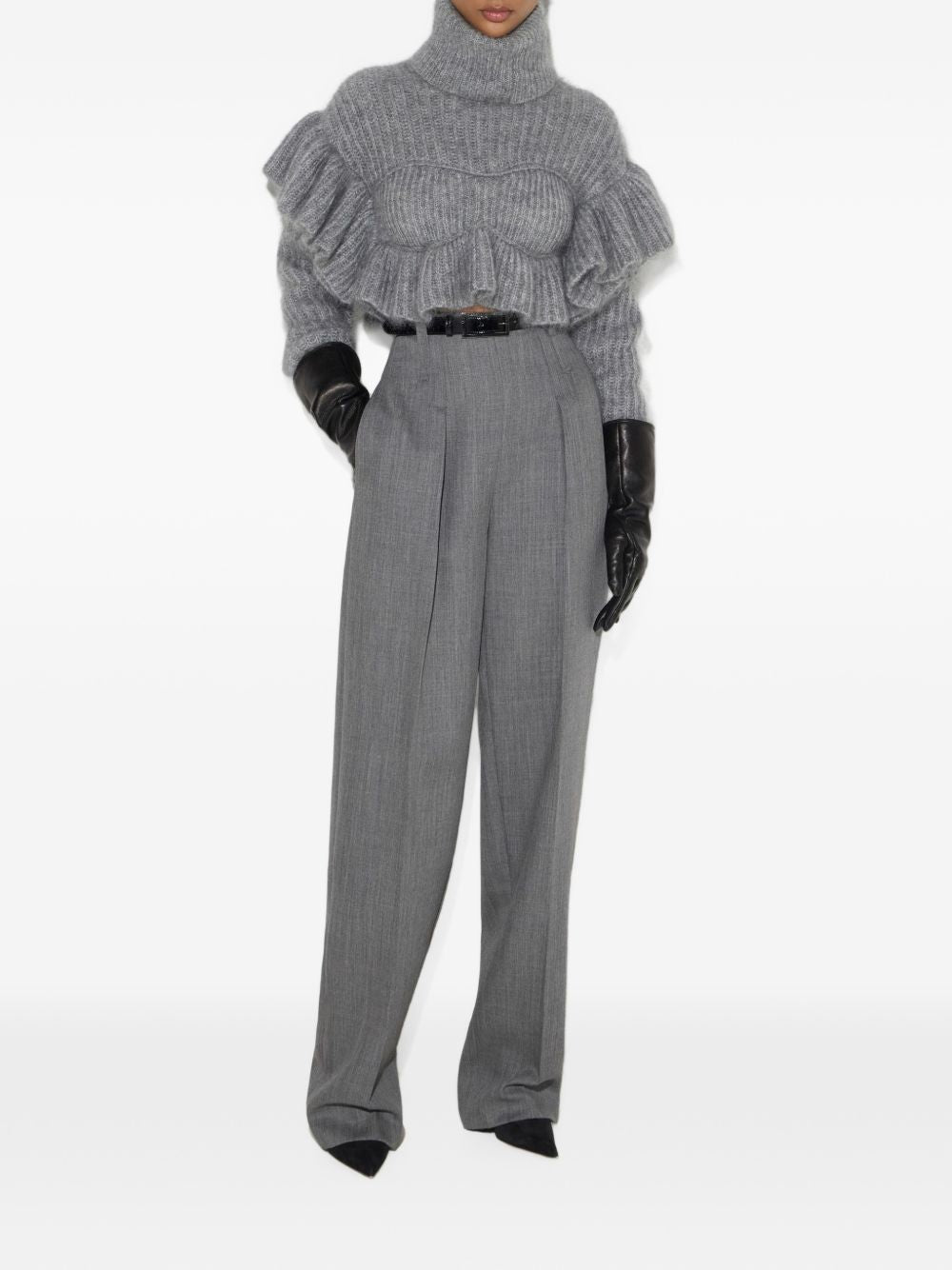 Elisabetta Franchi Trousers GREY – VIRGIN WOOL 100% - view 4