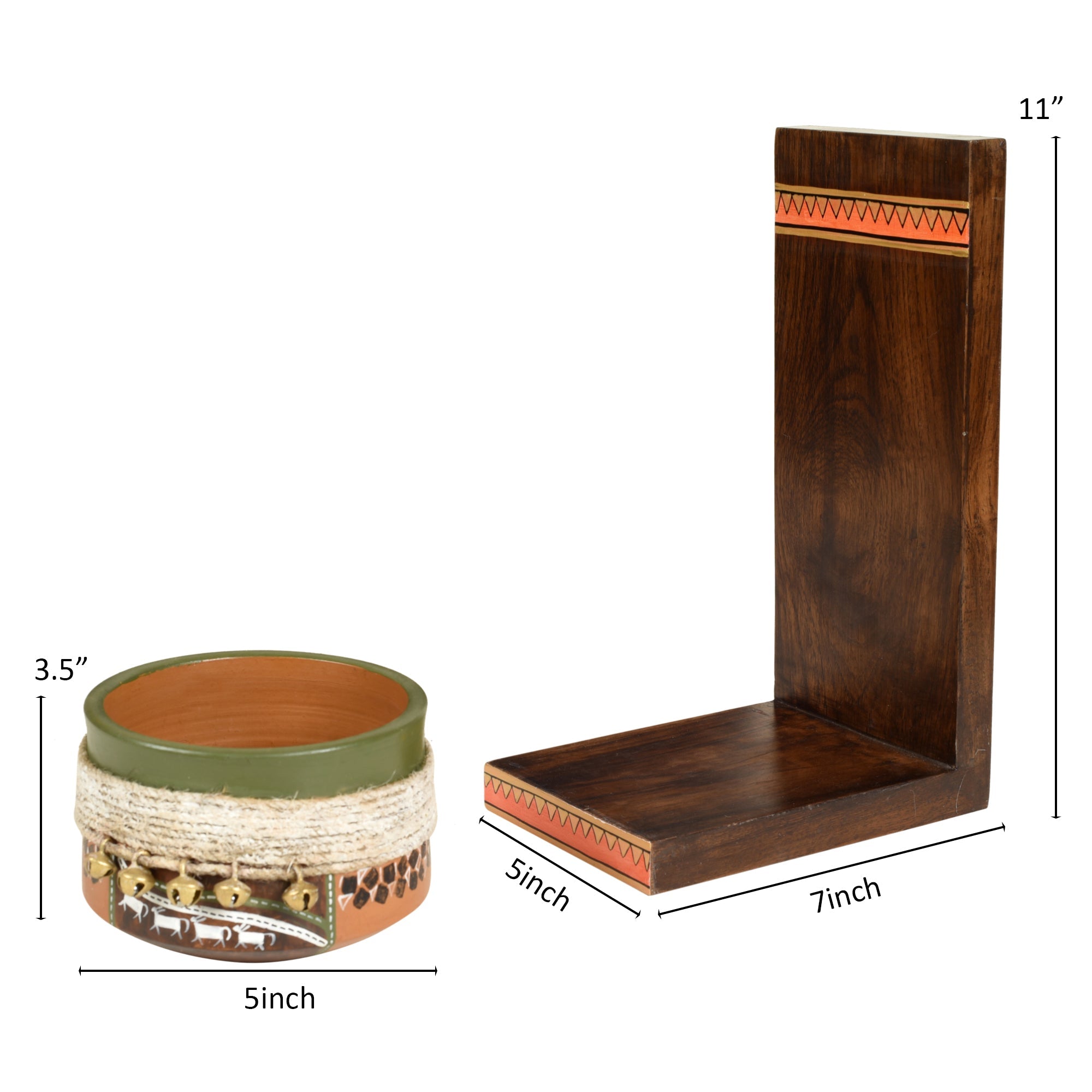 ART CREATIONS BY SUMAN SONTHALIA Asmi Earthen Planter with Wall Decor Shelf (5x7x11) - view 5
