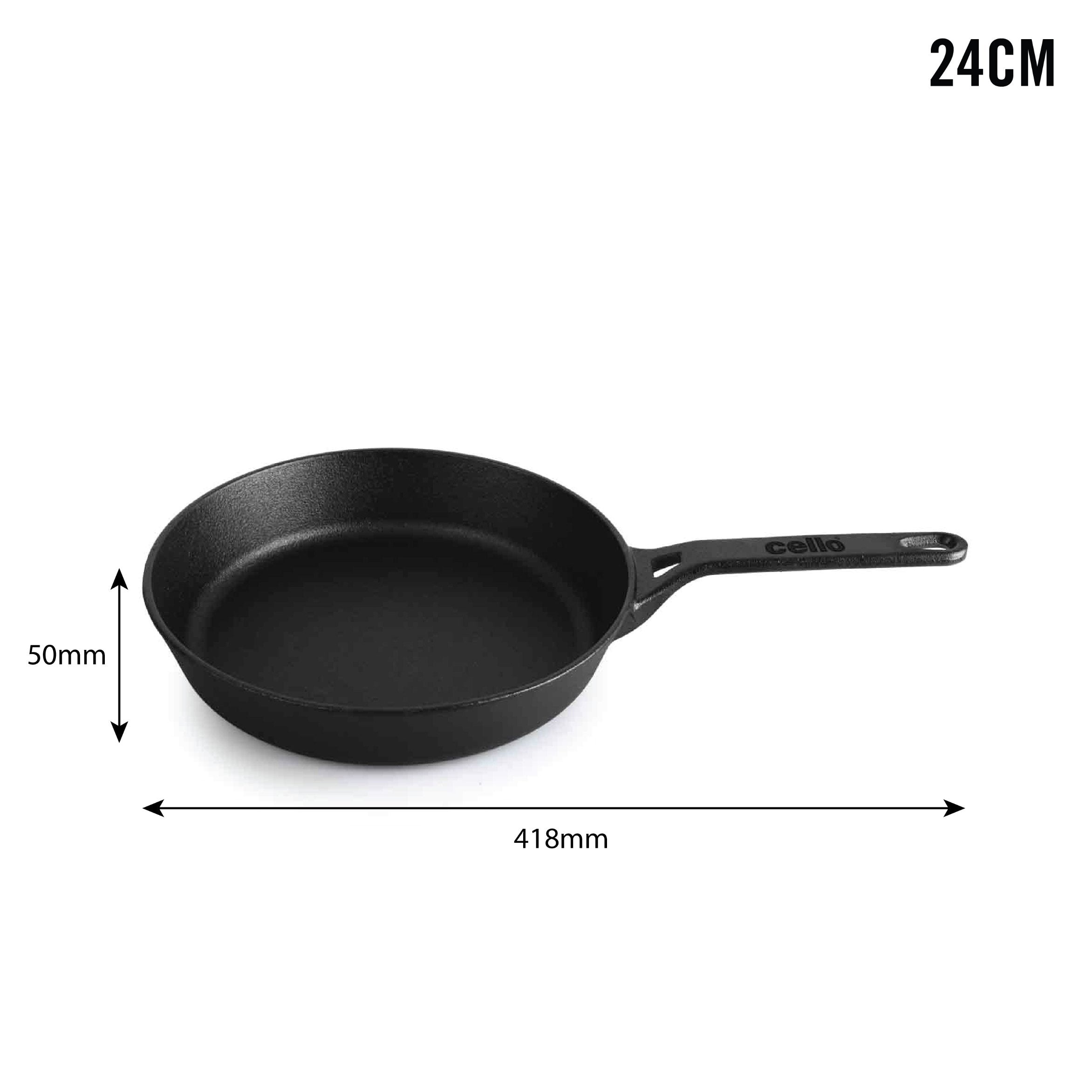 Cello Ironica Pre-Seasoned Cast Iron Fry Pan – Black - view 10