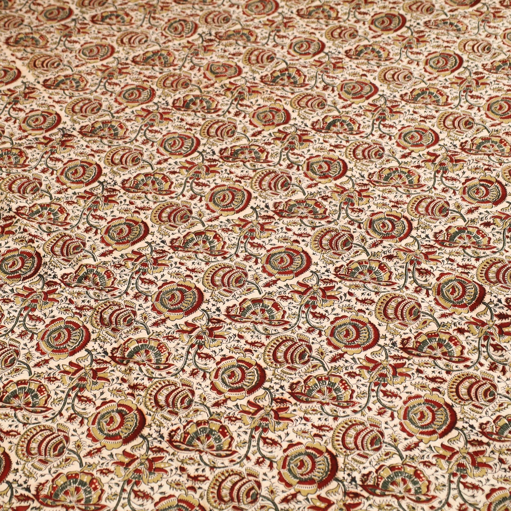 PITCHUKA SRINIVAS KALAMKARI PEDANA Beige -Block Print Cotton Pedana Kalamkari Bed Sheet 06 - view 5