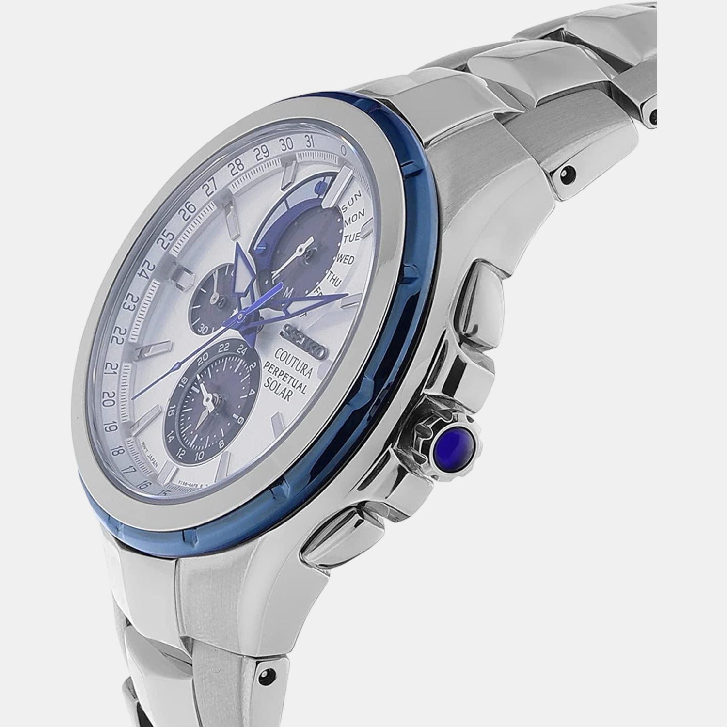 Seiko Coutura Men Solar White Dial Chronograph Stainless Steel Watch SSC787P9 - view 2
