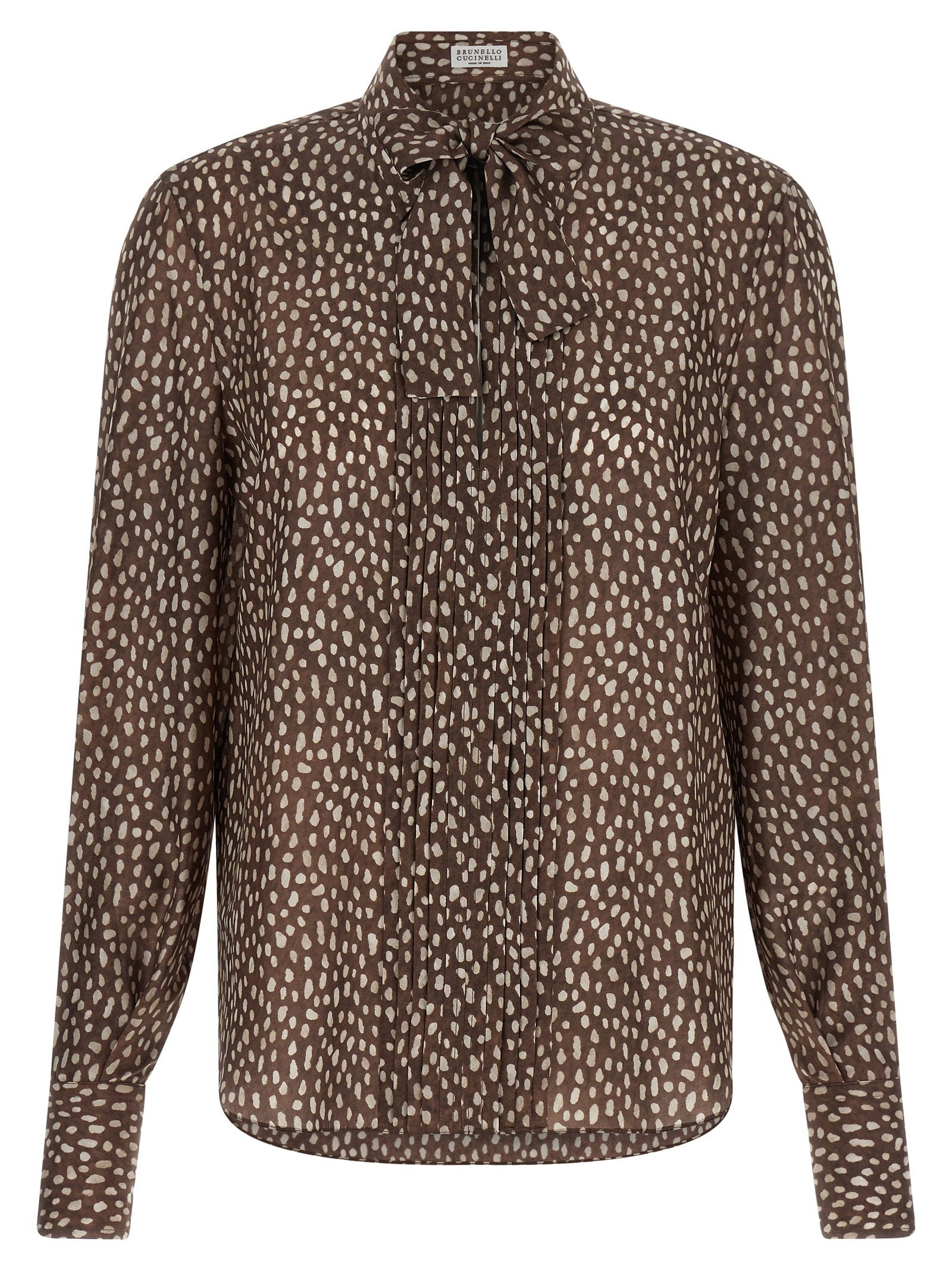 Brunello Cucinelli Lavallière Collar Shirt – 100% silk
