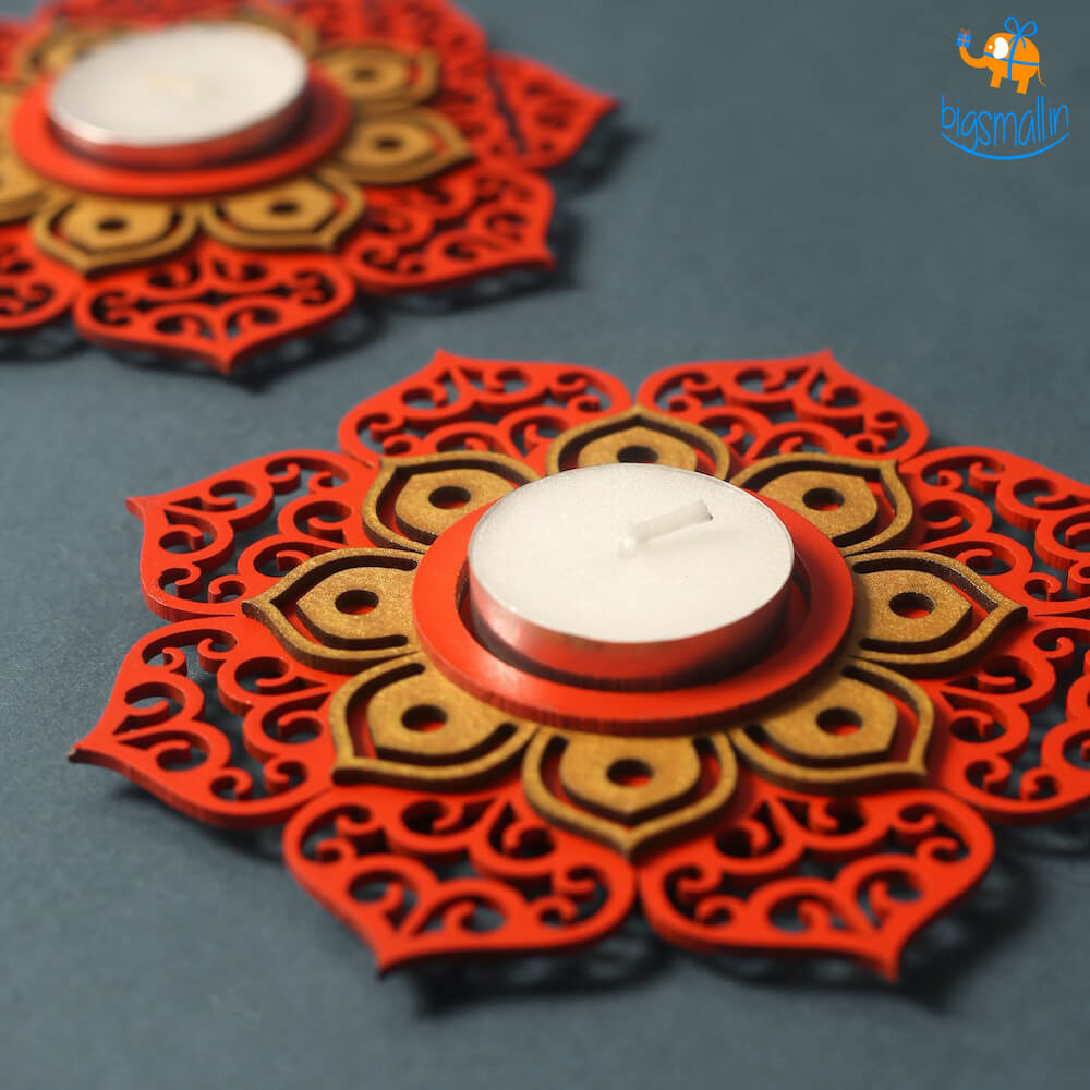 Bigsmall_cc Decorative Wooden Tea Light Holder - Set of 2 - view 16