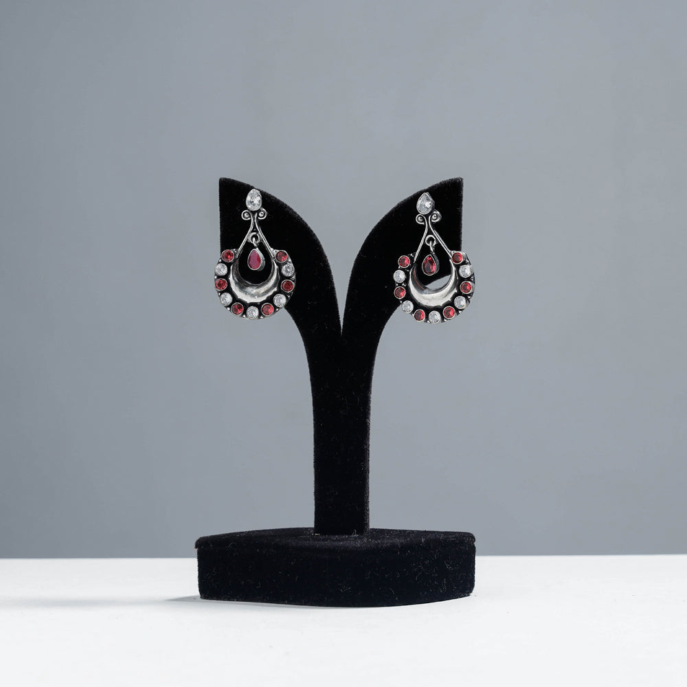 WHITE RIVER STORIES Antique Silver Finish Oxidised Brass Base Earrings