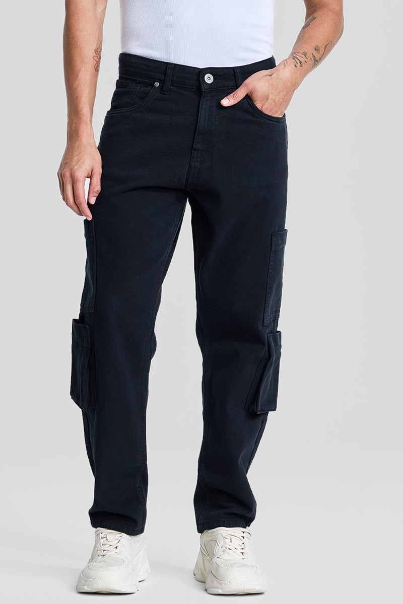 SNITCH Navy Baggy Fit Jeans - view 4