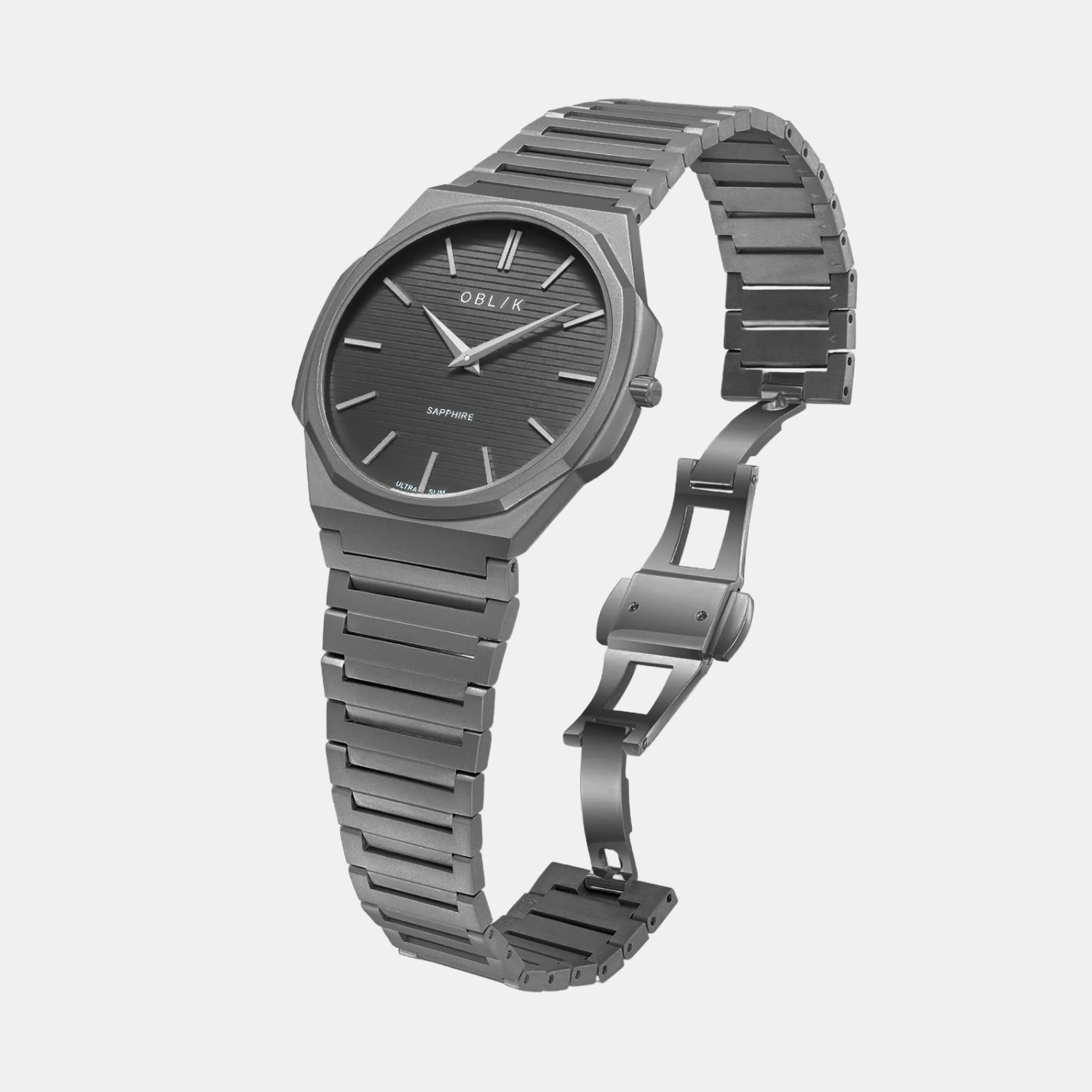 Oblik Blade Men Quartz Gunmetal Dial Analog Stainless Steel Watch - view 3