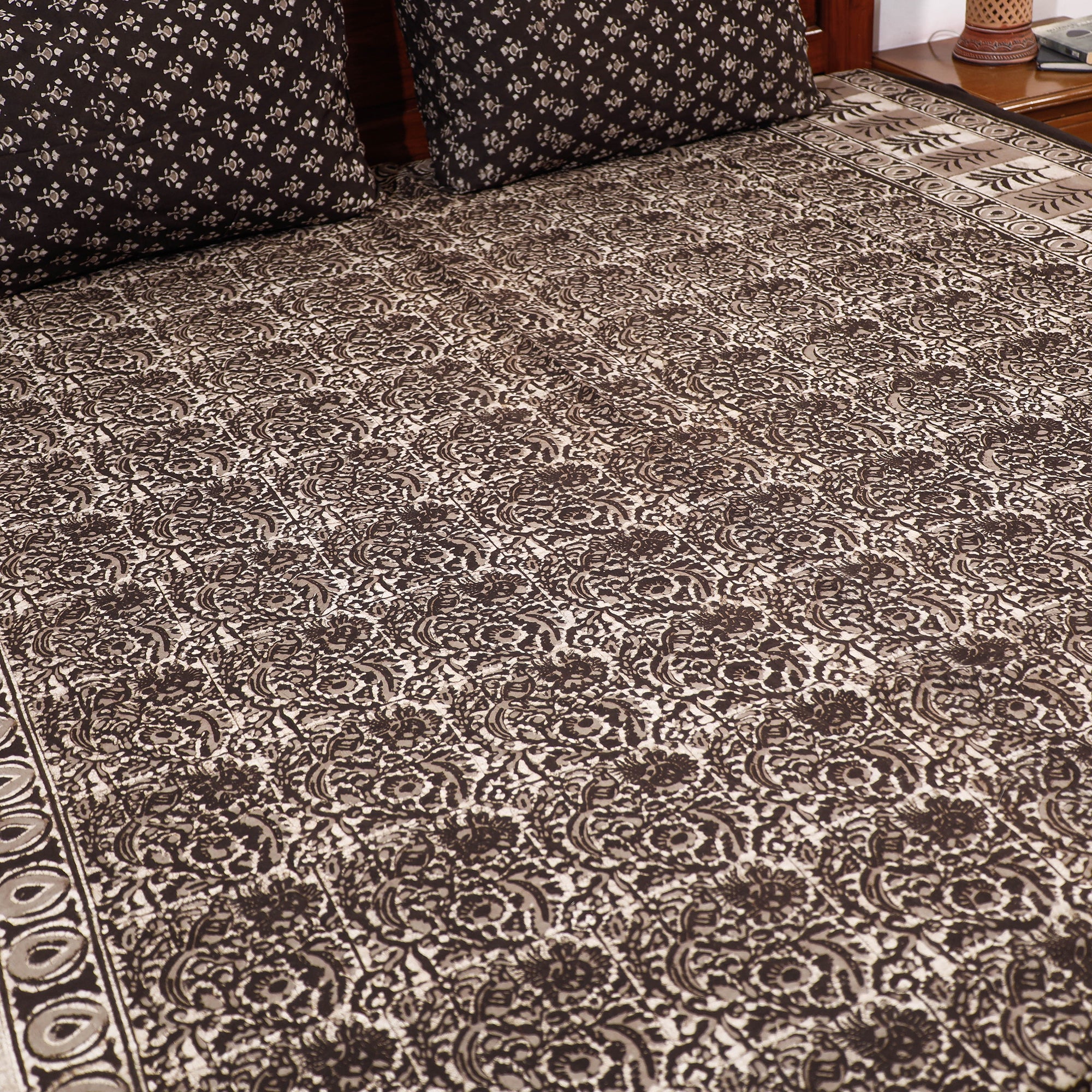 HAVELI CHRONICLES Brown - Pipad Block Printed Cotton Double Bed Cover with Pillow Covers (108 x 90 in) - view 4