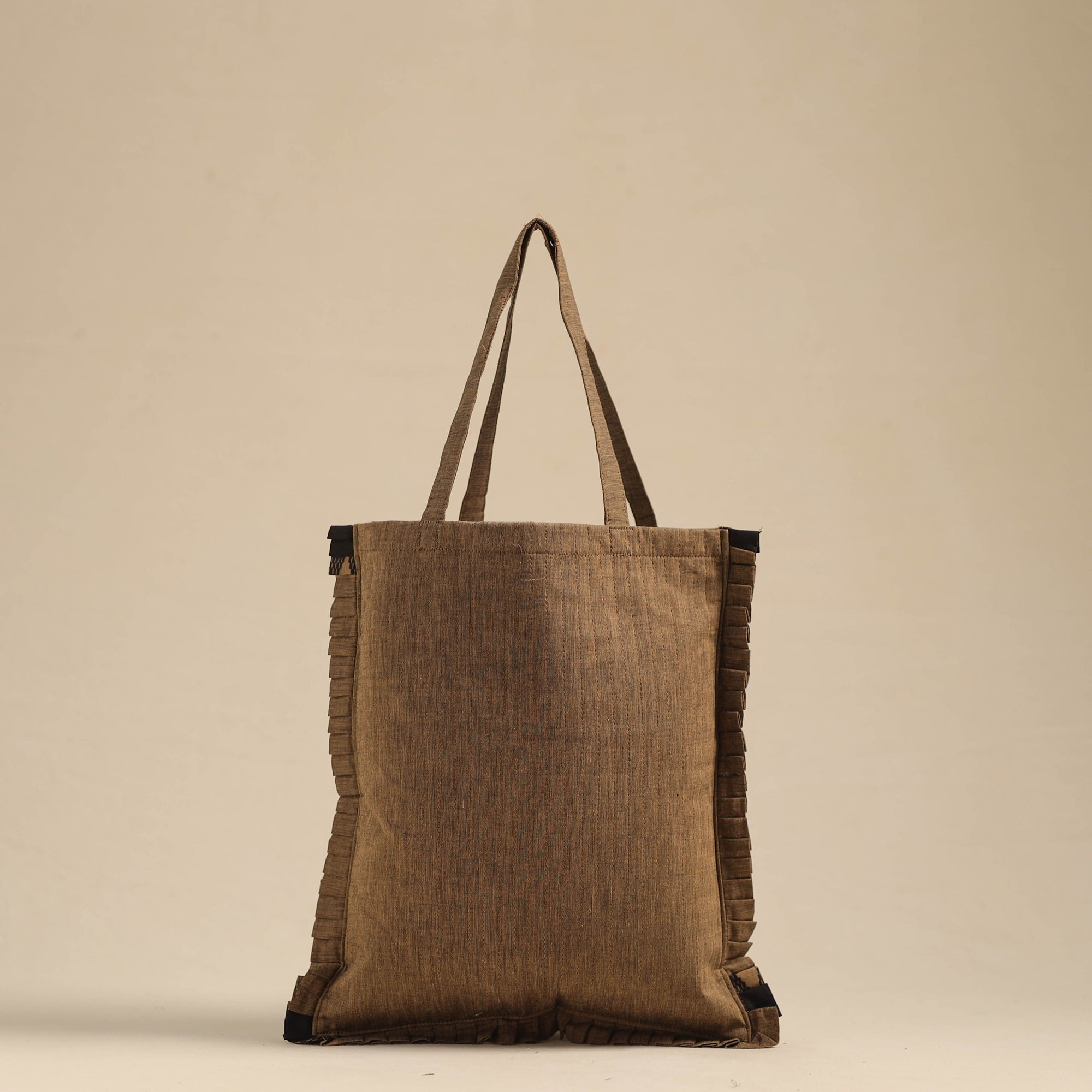 NOORI BAZAR Brown - Handcrafted Cotton Frill Jhola Bag 78