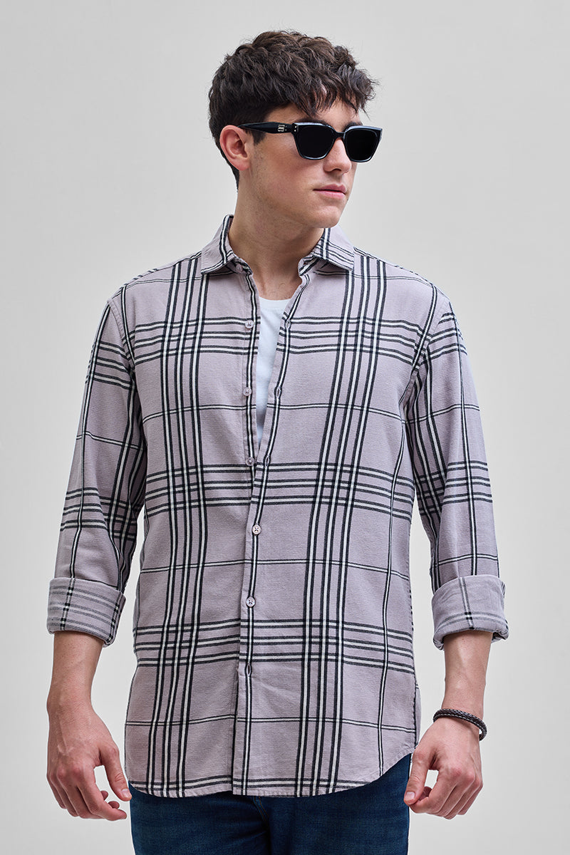 SNITCH Mauve Checks Slim Fit Shirt
