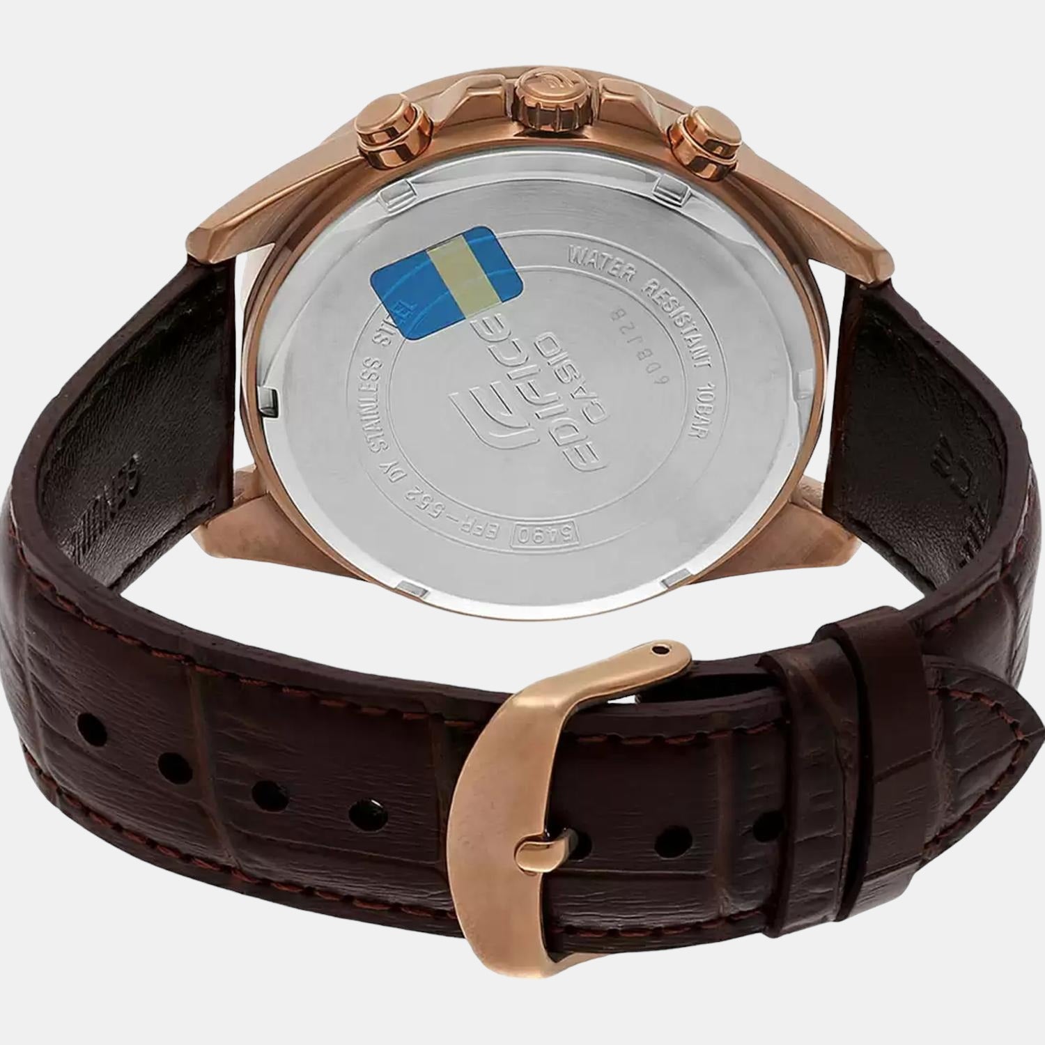 Casio Edifice Men Quartz Rose Gold Dial Chronograph Leather Watch EX359 - view 2