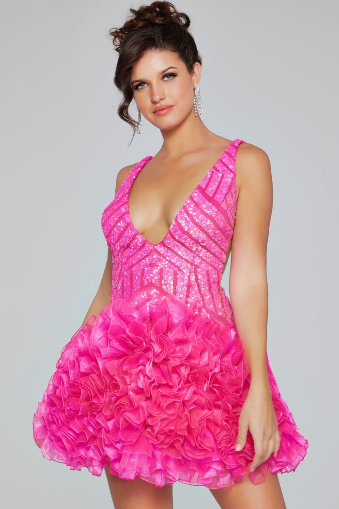 Jovani 39931 Homecoming Short Ruffle Cocktail Dress - view 7