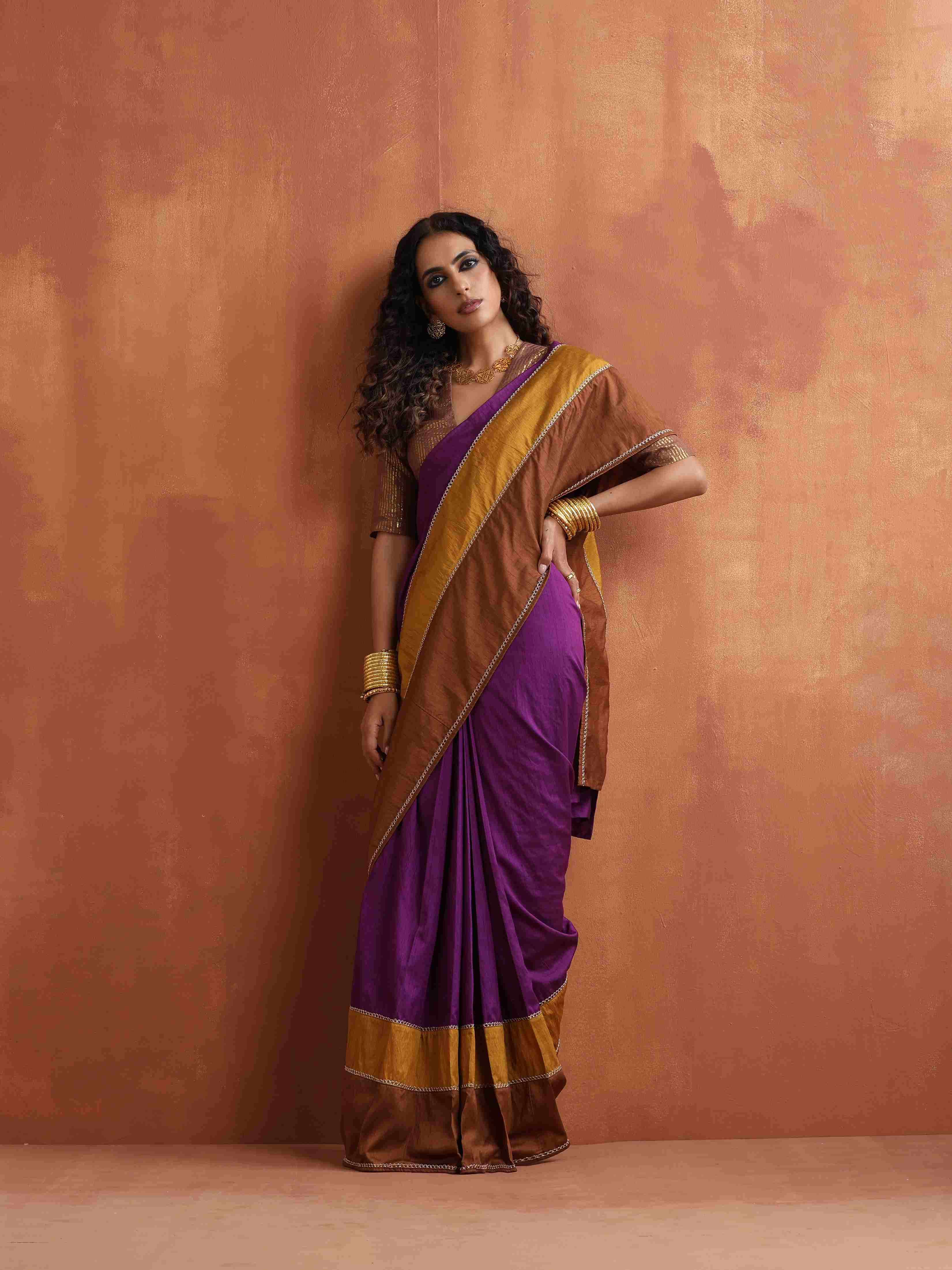 trueBrowns Purple Silk Ready To Wear Saree – Women's - view 2