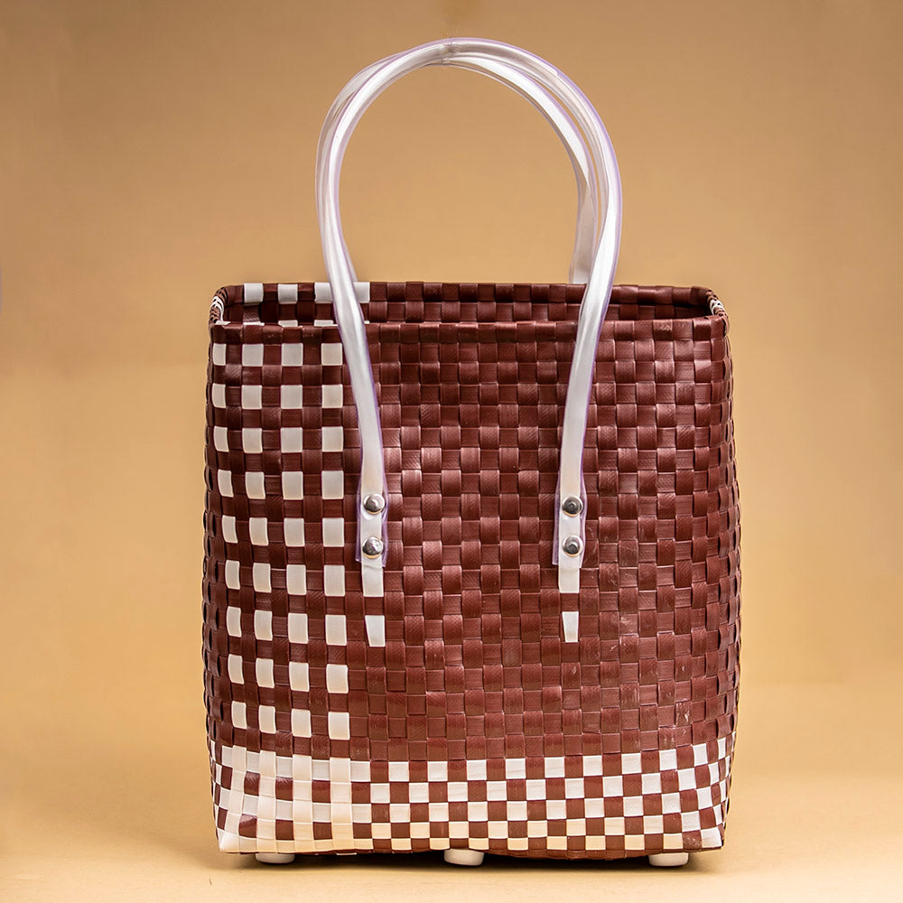 Handwoven brown white – KALAPURI Brown - Handwoven Brown & White Basket