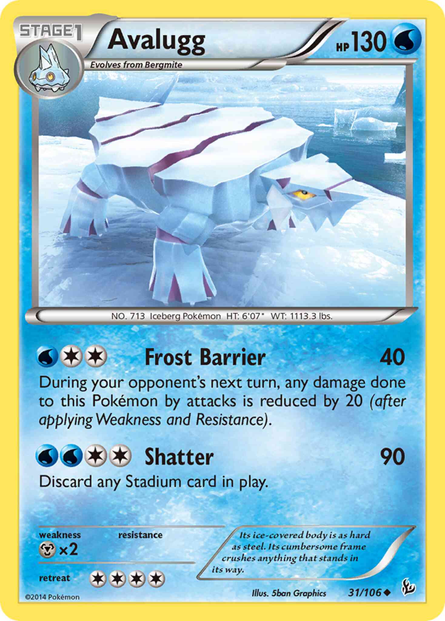 Uncommon xy2-31 reverse – Pokémon Avalugg - 31/106 - Uncommon [xy2-31] [Reverse Holo]