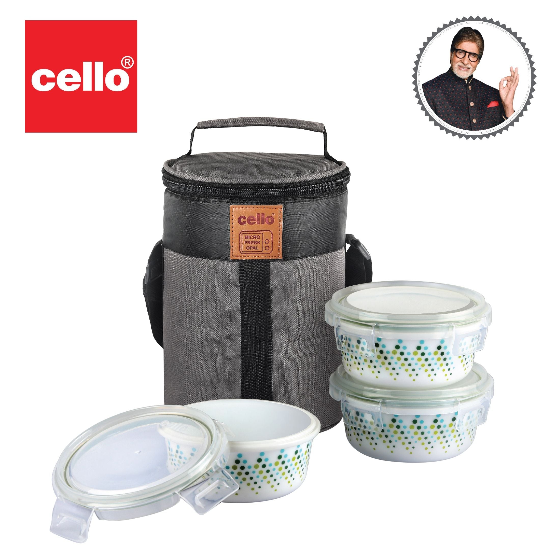Cello Bubble Drop Opalware Lunch Box with Jacket - view 8