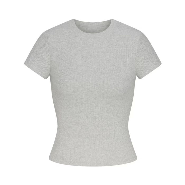 HYPE ELIXIR Skims Cotton Rib T-Shirt Light Heather Grey