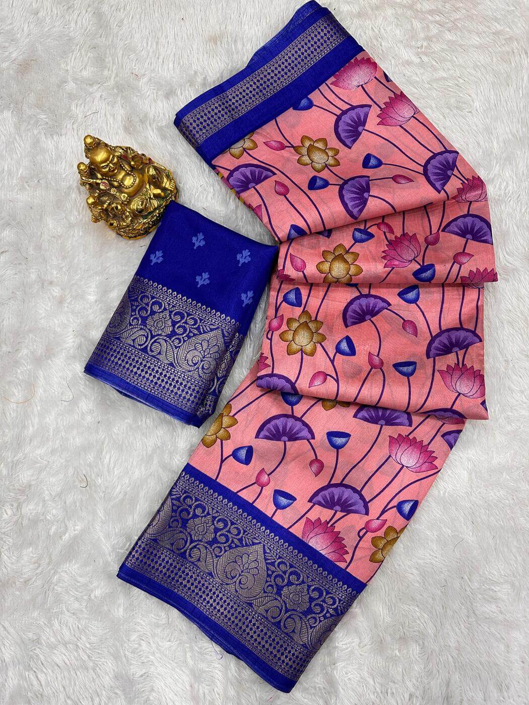 Shubh Adorning Pink Digital Printed Dola Silk Saree With Pleasant Blouse Piece