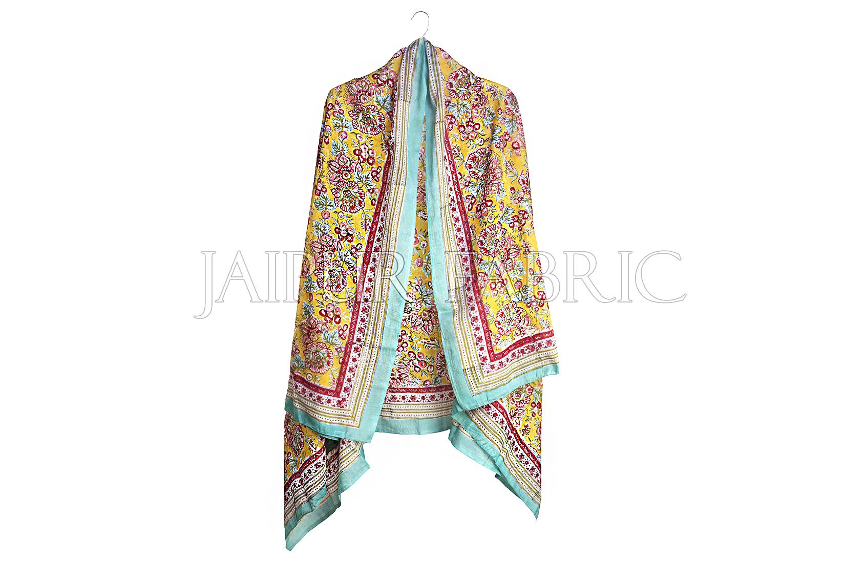 JaipurFabric® Bice Border Beige Base Floral Print Cotton Scarf - view 2