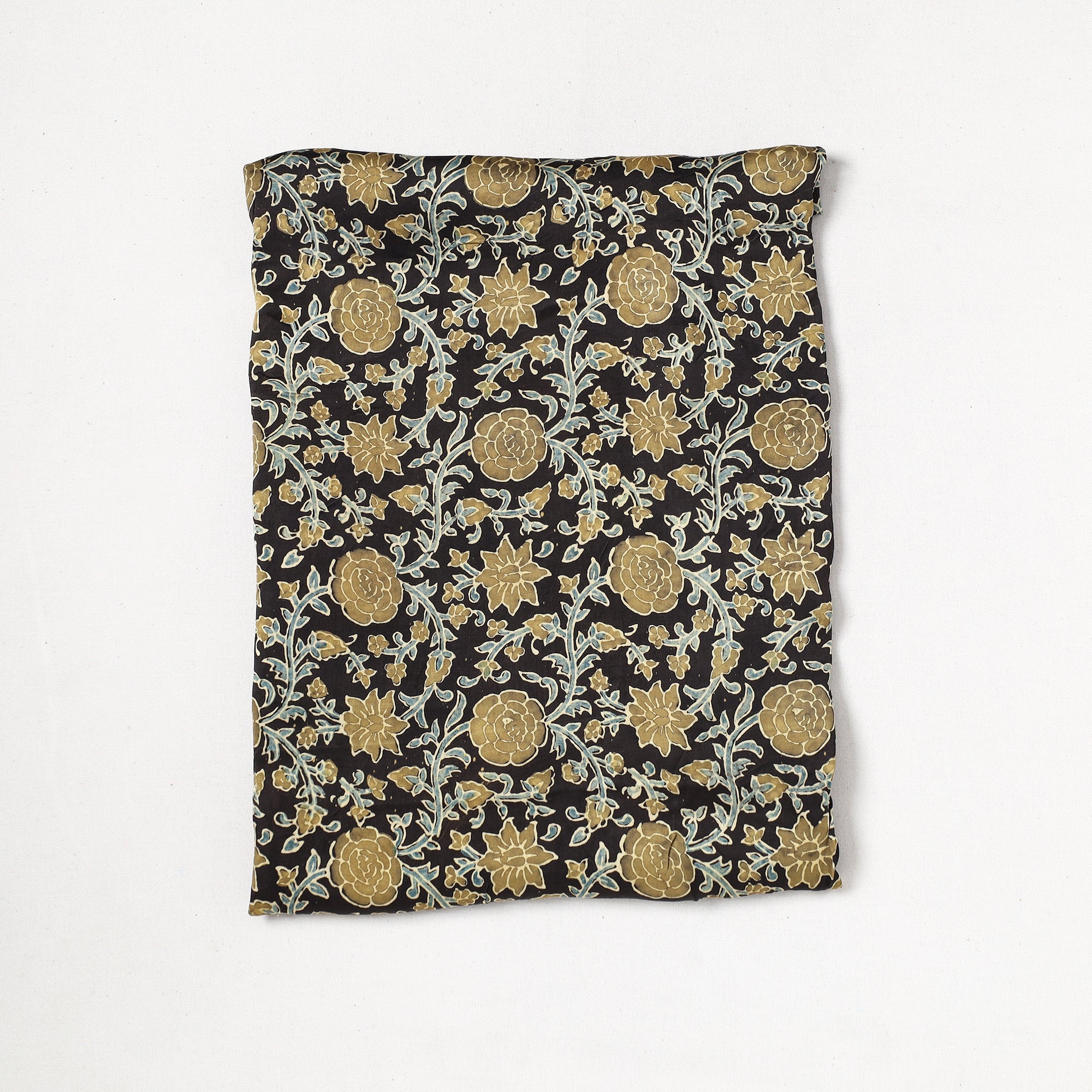 RIYAZ ABDULMAJID KHATRI - AJRAKH Black - Ajrakh Hand Block Printed Modal Silk Precut Fabric (1.3 meter) 58