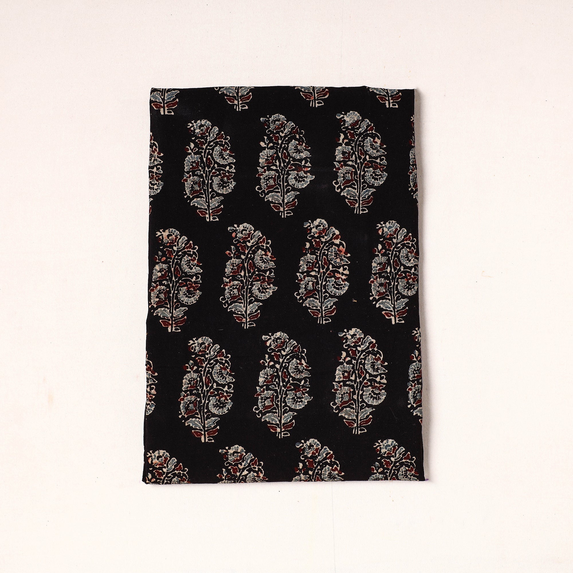KACHCHH JI CHHAAP Black - Ajrakh Block Printed Cotton Precut Fabric (1.4 meter) 45