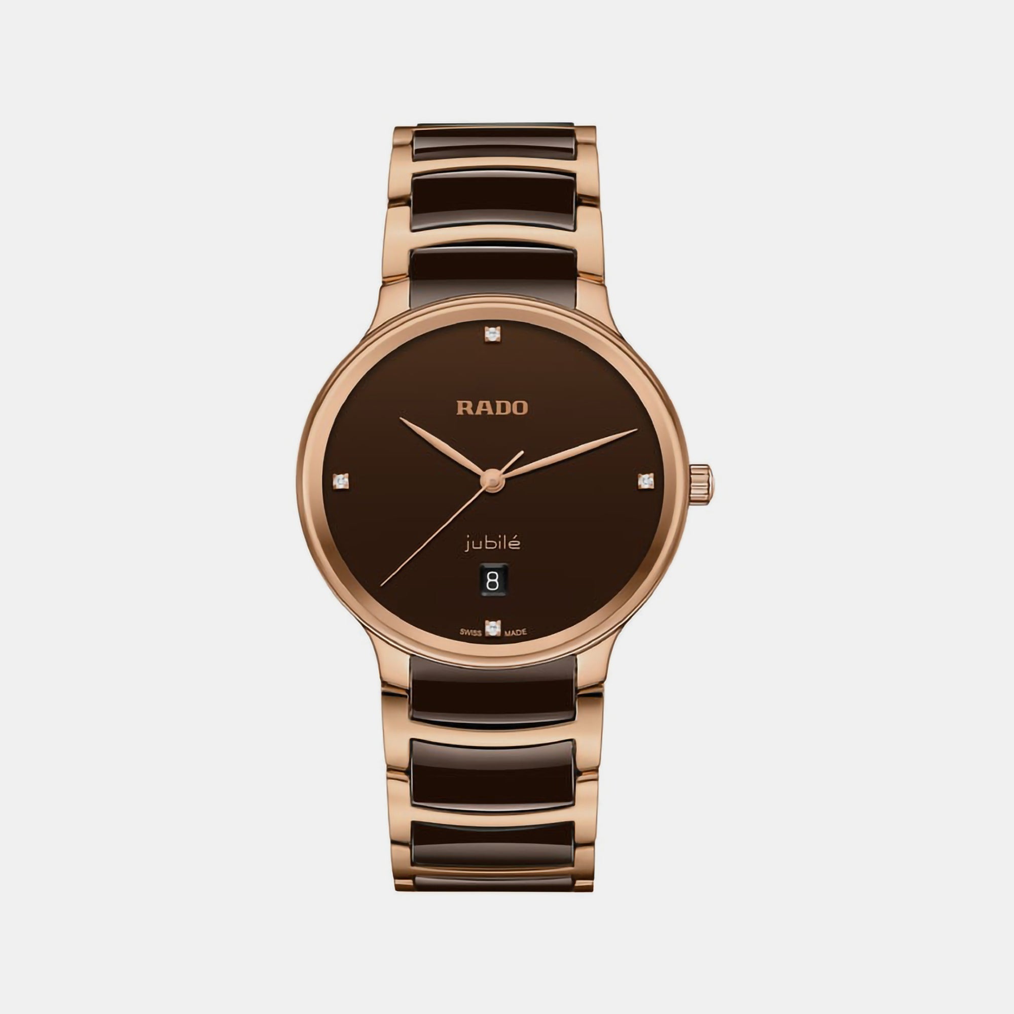 Rado Centrix Unisex Quartz Brown Dial Analog Ceramic Watch R30023712