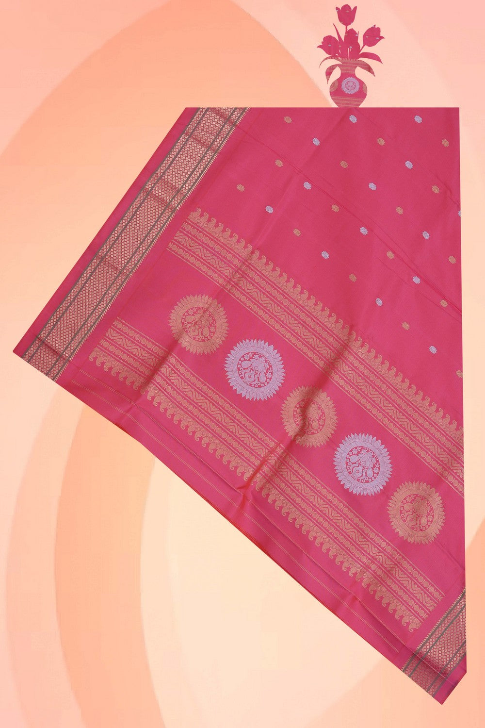 Kalanjali Gadwal Silk Pink Dupatta