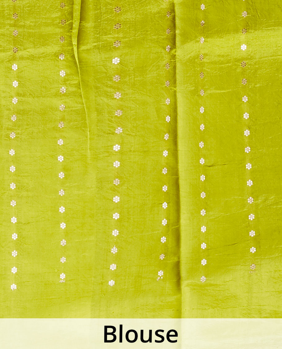 Pothys Green floral buttas banaras silk saree with floral buttas border - view 4