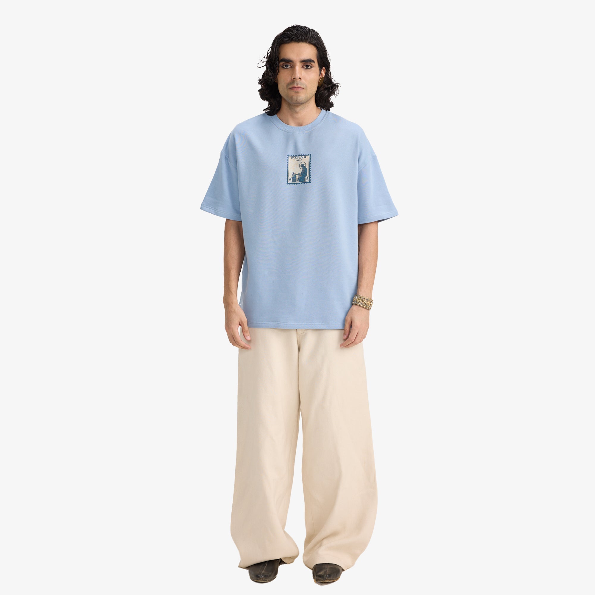 F A R A K | F Se Farak Stamp T-shirt { Blue/blue - view 6