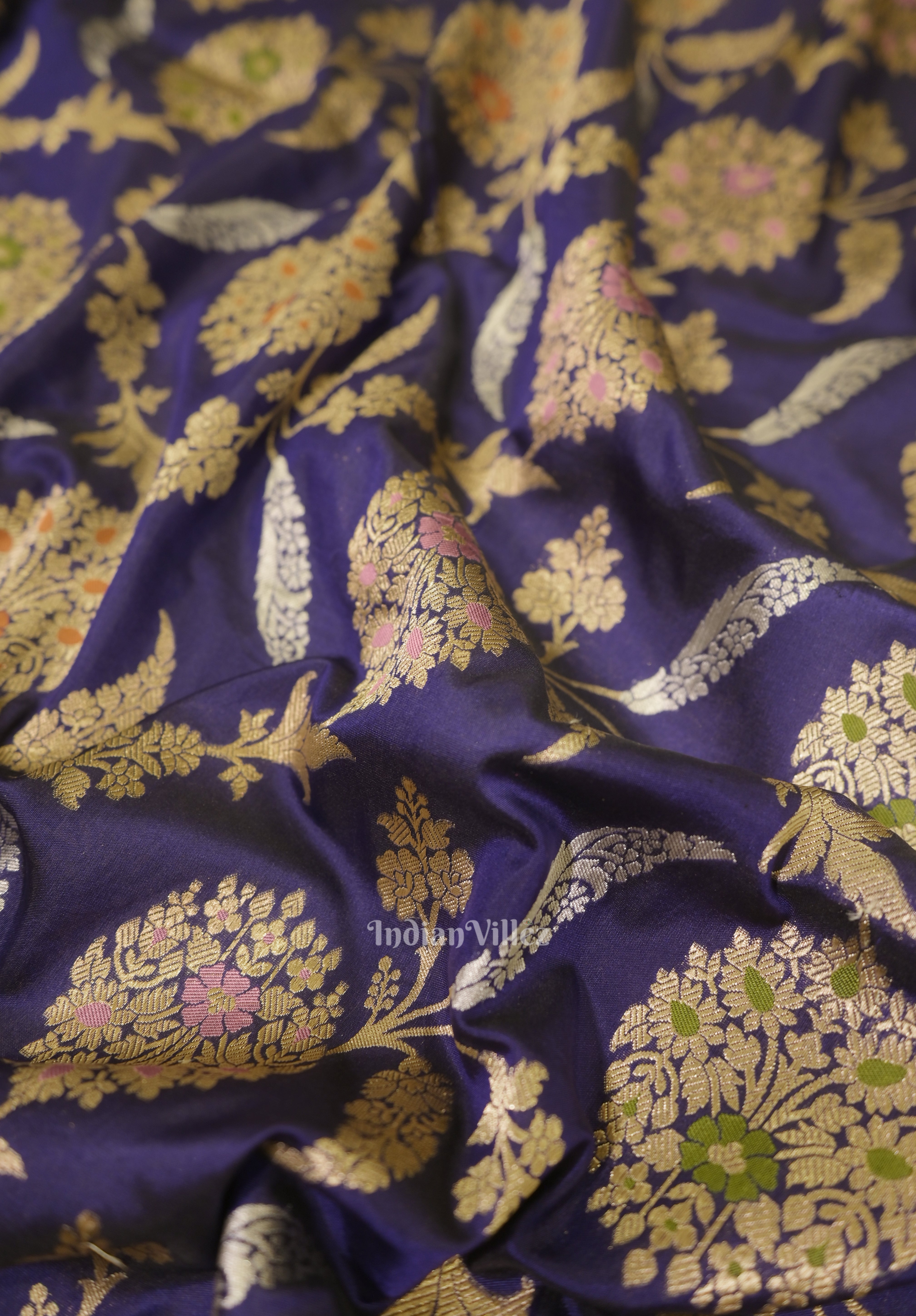 IndianVillèz Blue Meenakari Banarasi Katan Silk Saree - view 3