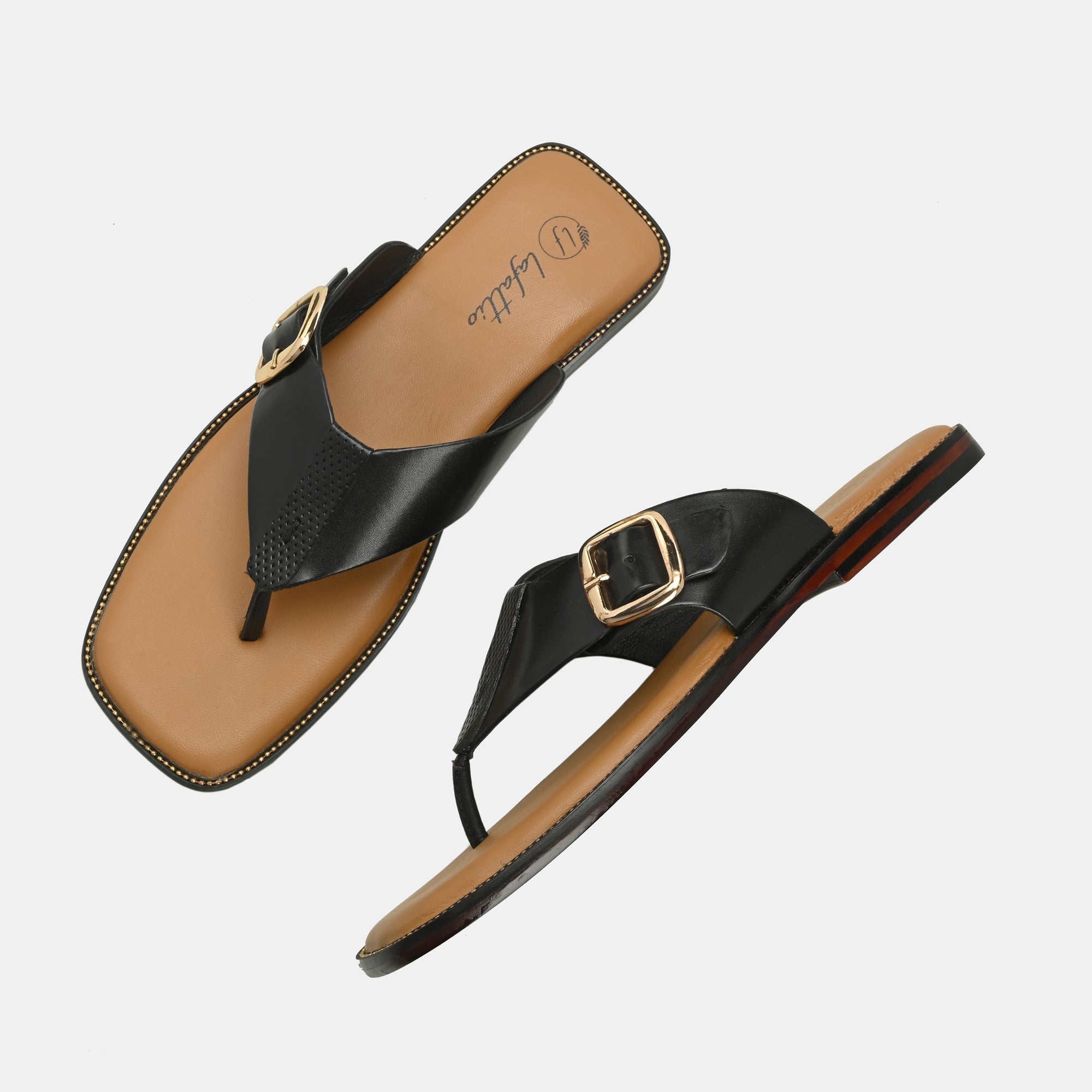 Black Buckled Slippers By Lafattio - view 5