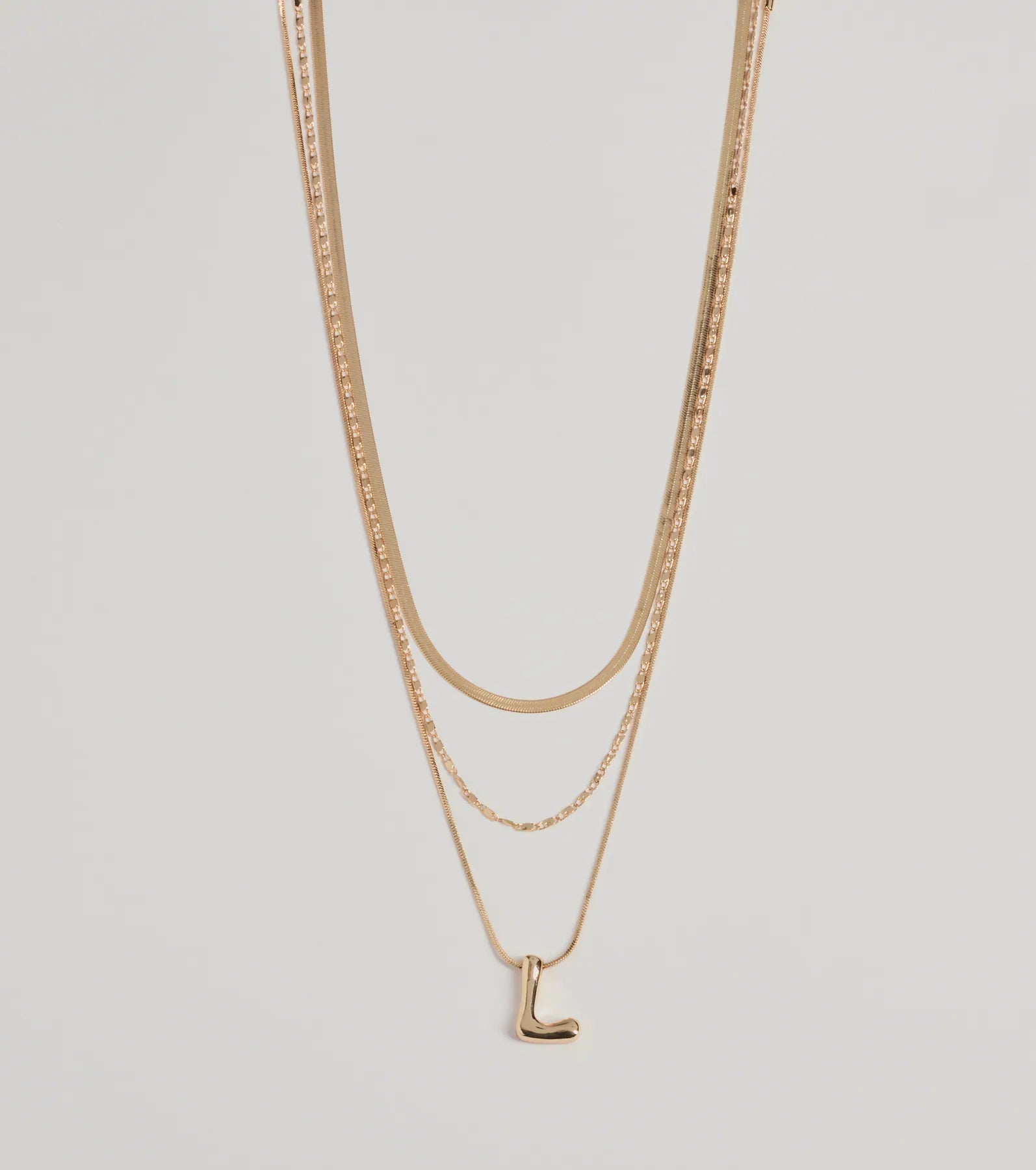Windsor L Initial Layered Bubble Necklace – GOLD
