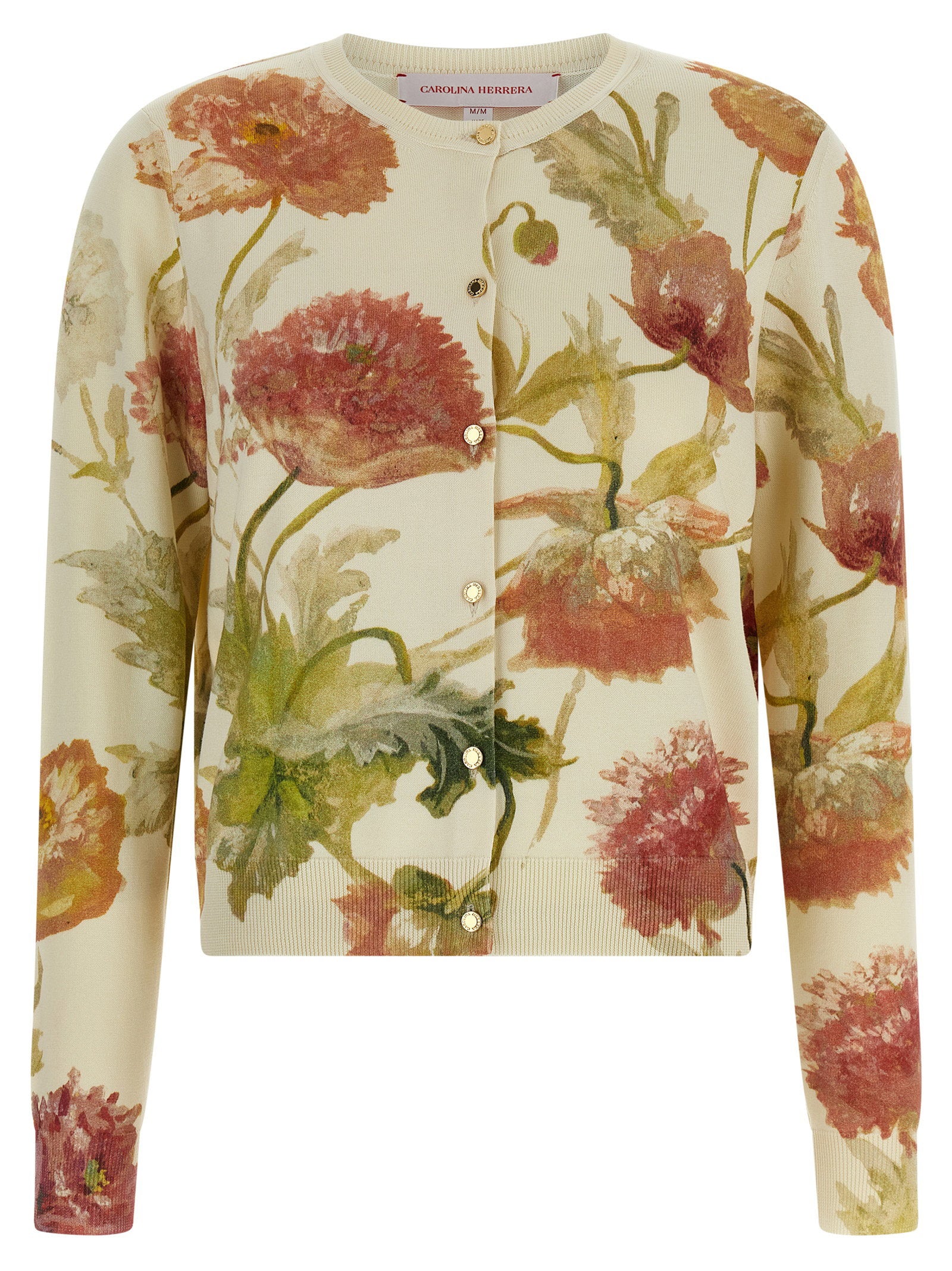 Carolina Herrera Floral Print Cardigan – 55% silk, 45% cotton