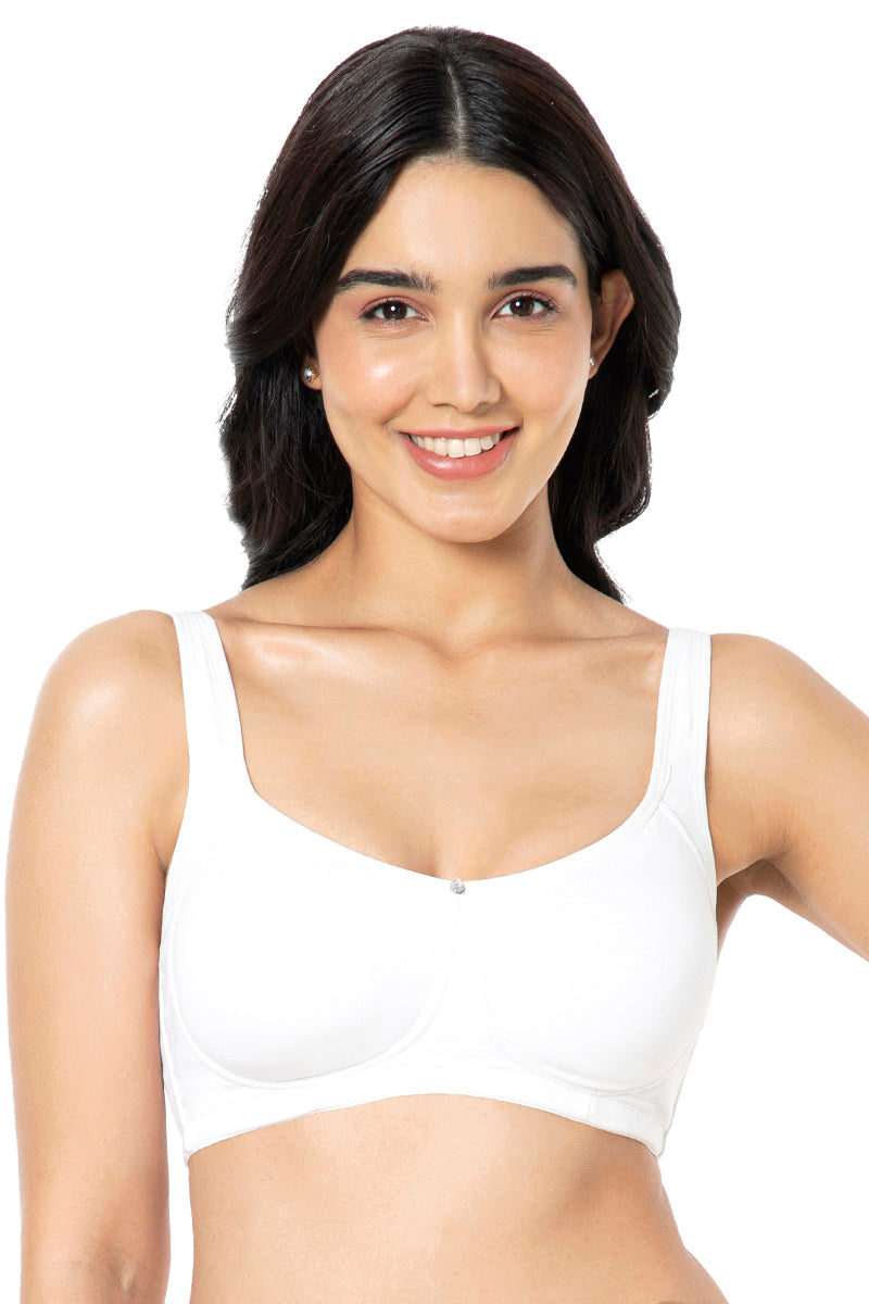 Amante Cotton Super Support Solid Non Padded Non-Wired Bra - White